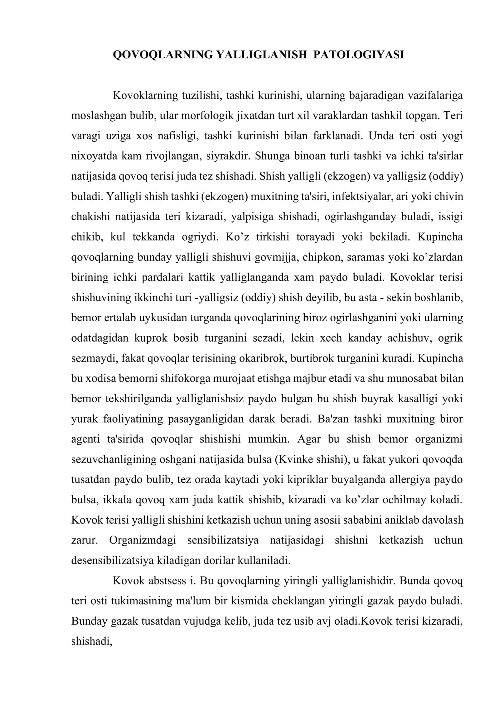 Qovoq, kon'yunktiva va ko`z yosh a'zolari kasalliklari 2