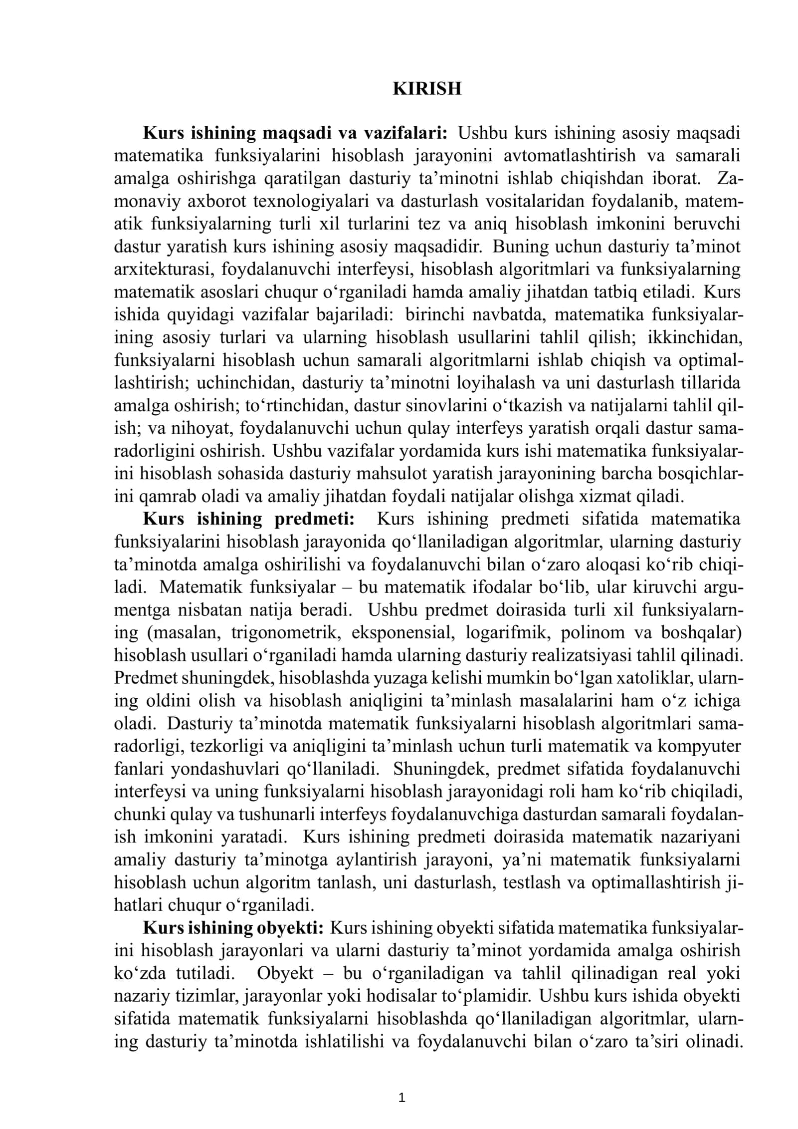 Kurs ishining maqsadi va vazifalari 2