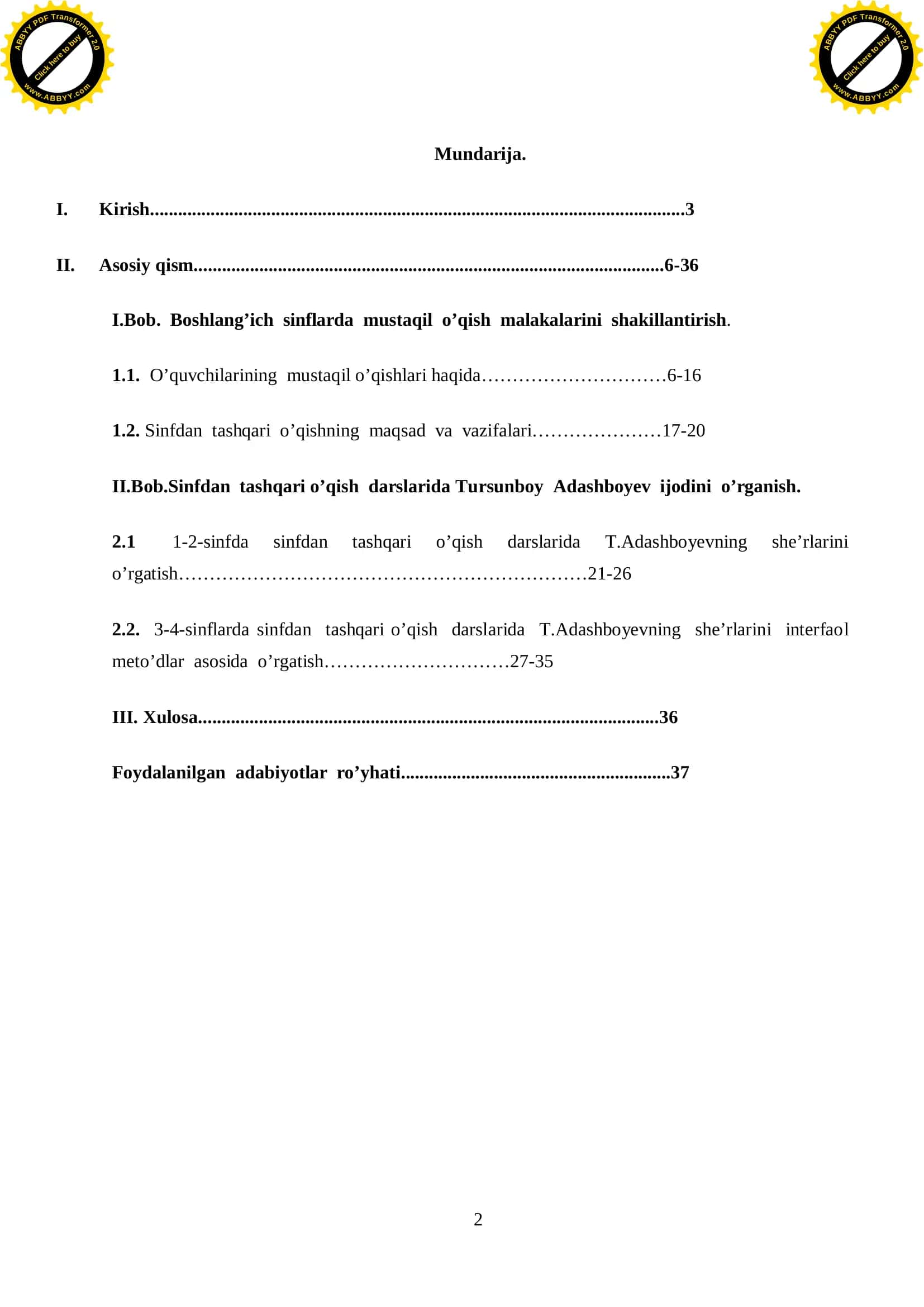 Sinfdan tashqari o’qish darslarida Tursunboy Adashboyev ijodini o’rganish 2