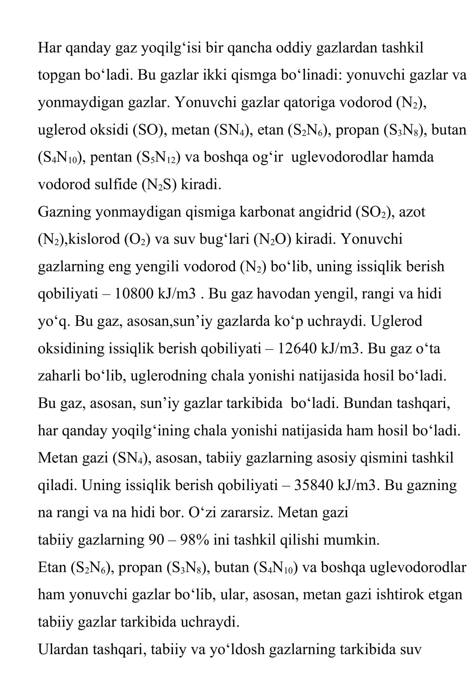 Gaz yoqilg‘isining standart talablari bo‘yicha tarkibi va sifati 2