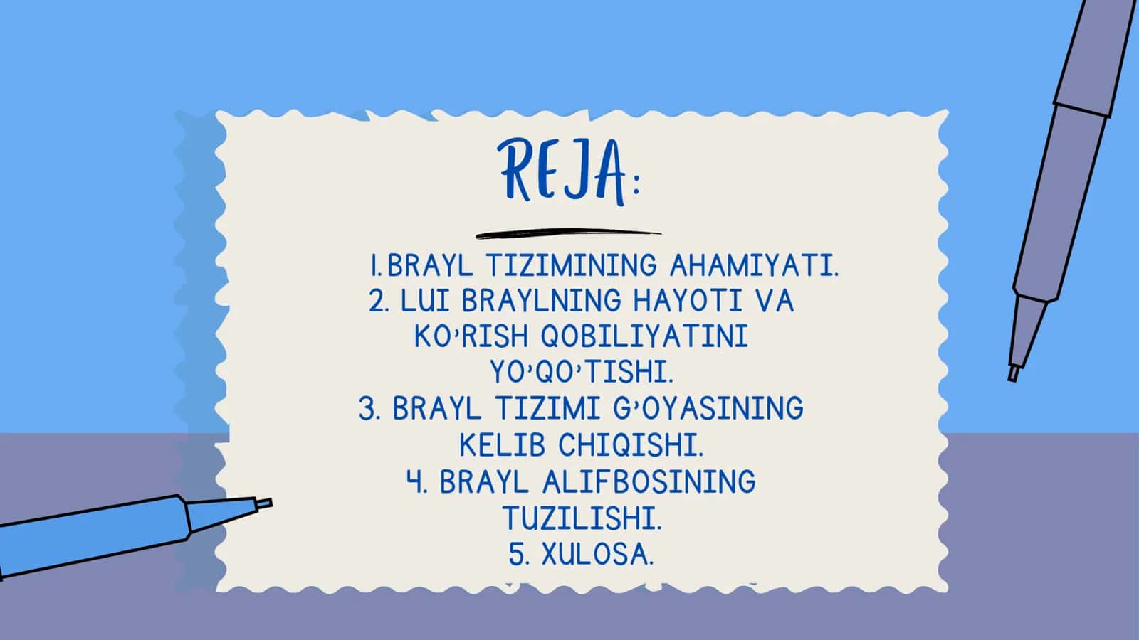 KNB(ko'rishida nuqsoni bo'lgan) bolalar ta'limi. Brail alifbosi haqida qisqacha prezintatsiya. 2