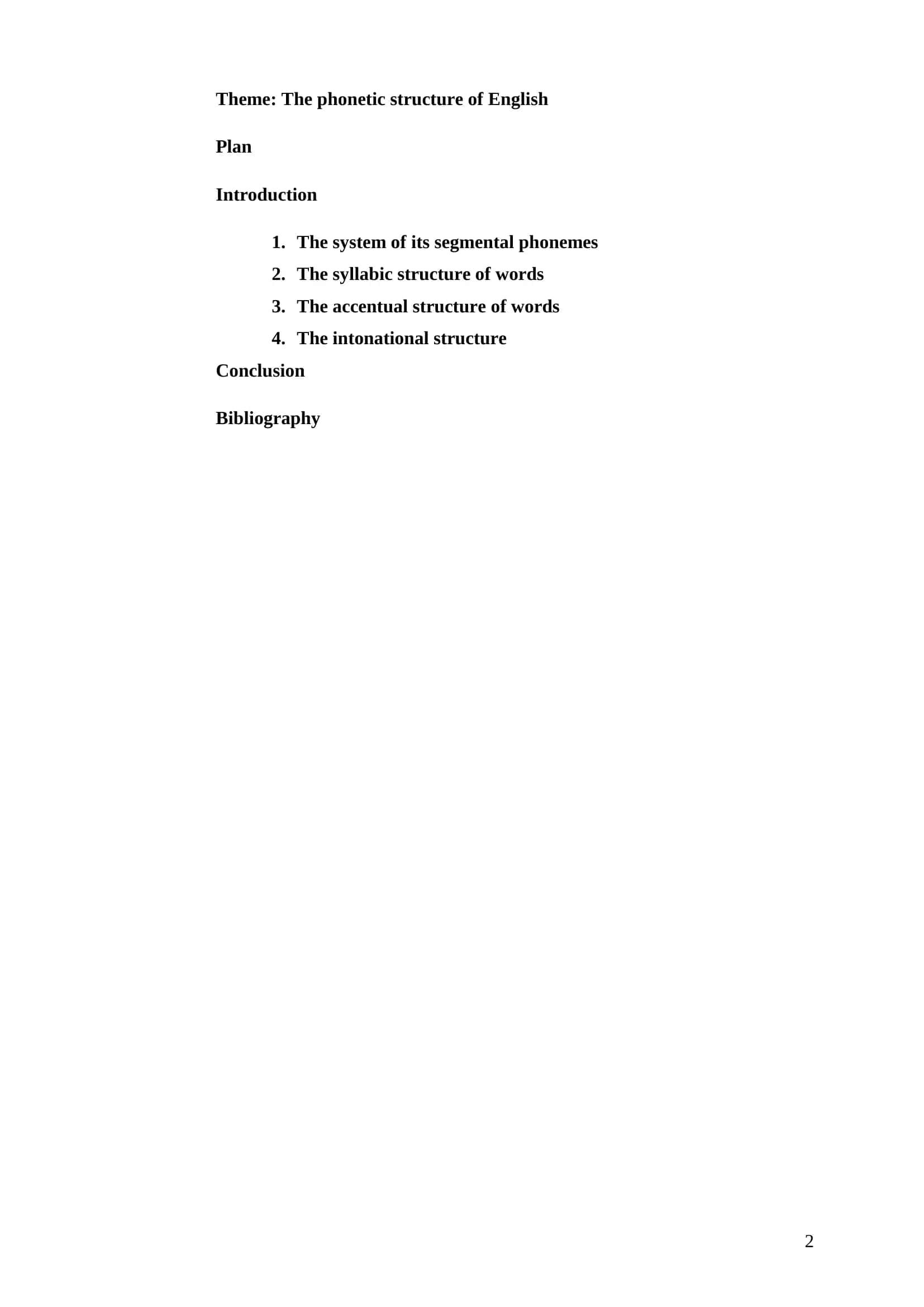 Course Paper on "The Components of Phonetic Structure of English" 2