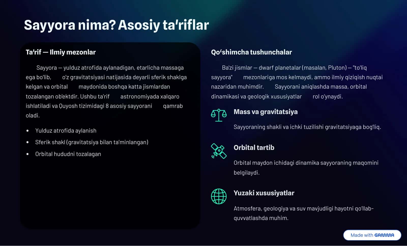 Sayyoralar: Koinotning Sirli Dunyosi 2
