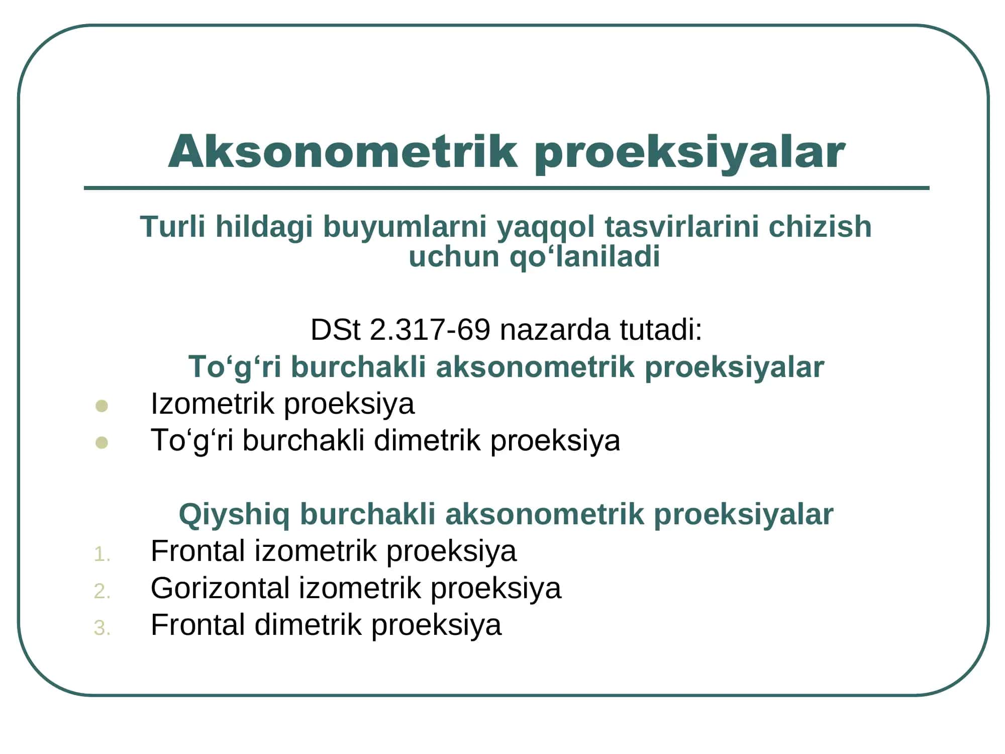 Aкsonometrik proeksiyalar 2