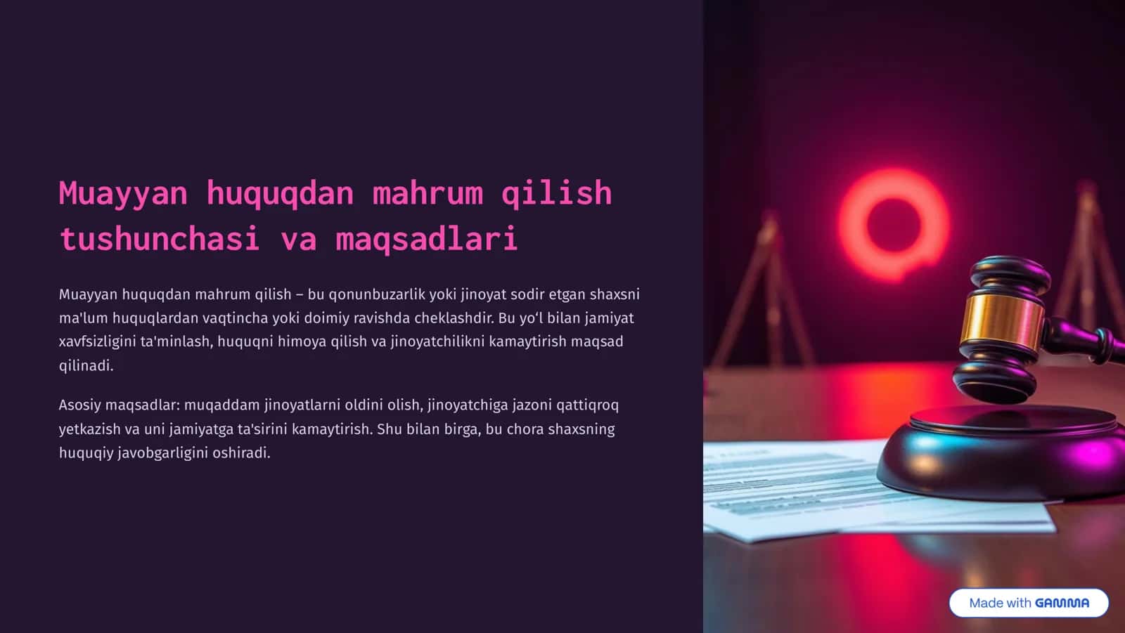 Muayyan huquqdan mahrum qilish: Asoslari va Amaliyot 2