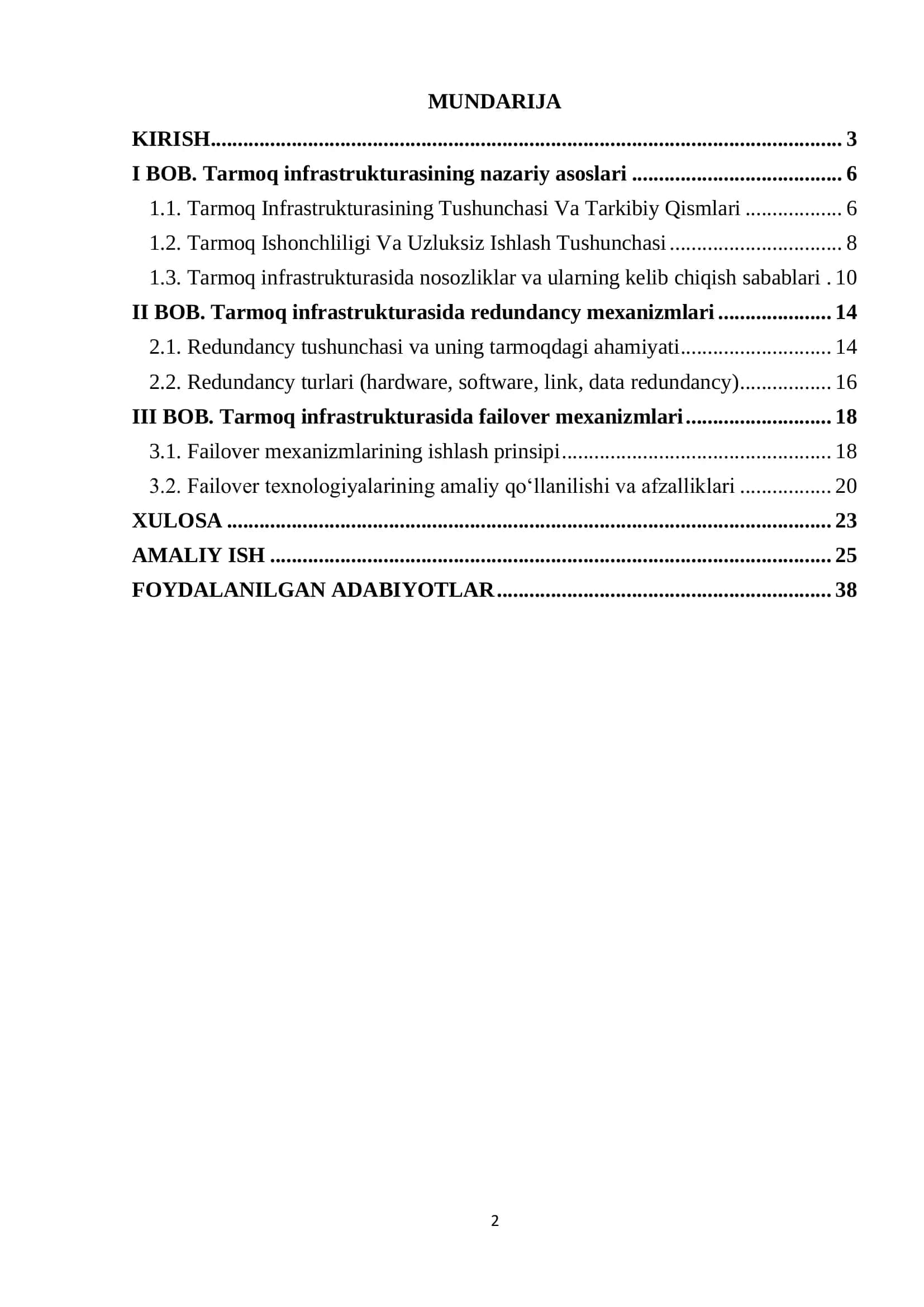 Tarmoq infrastrukturasida Redundancy va Failover mexanizmlari 2