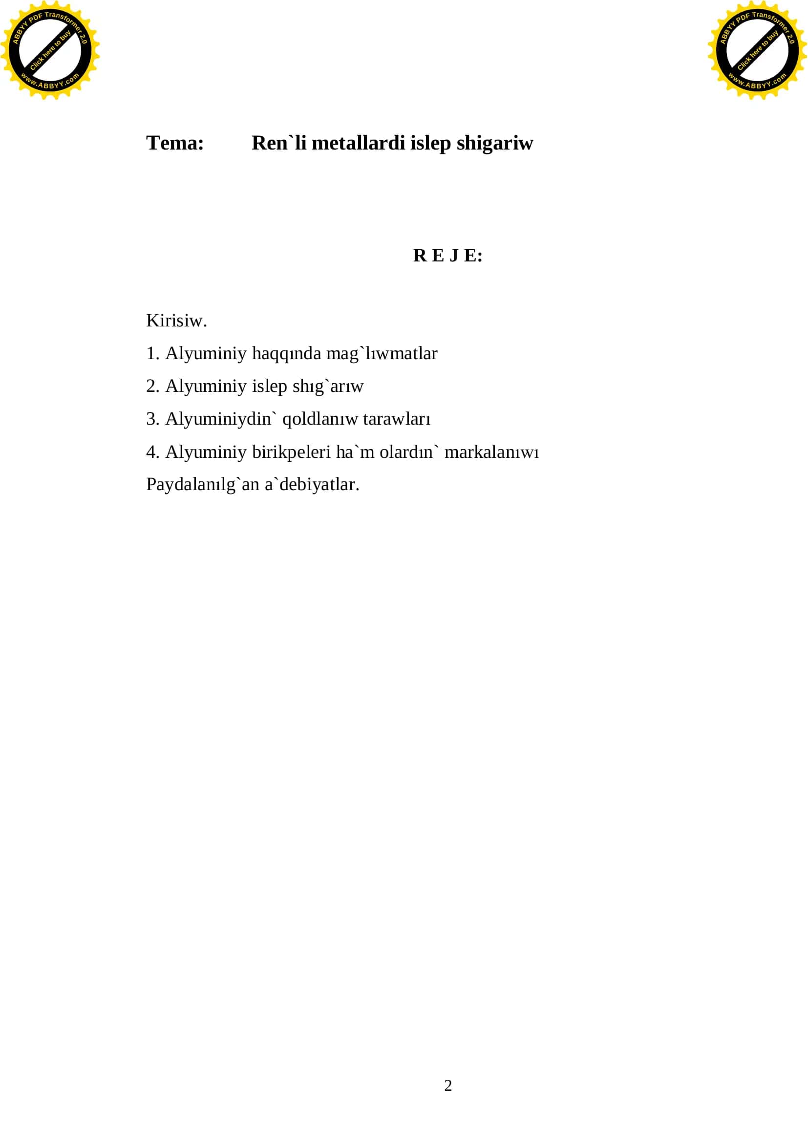 Materialtaniw ha`m Konstruksiyaliq materiallar texnologiyasi 2