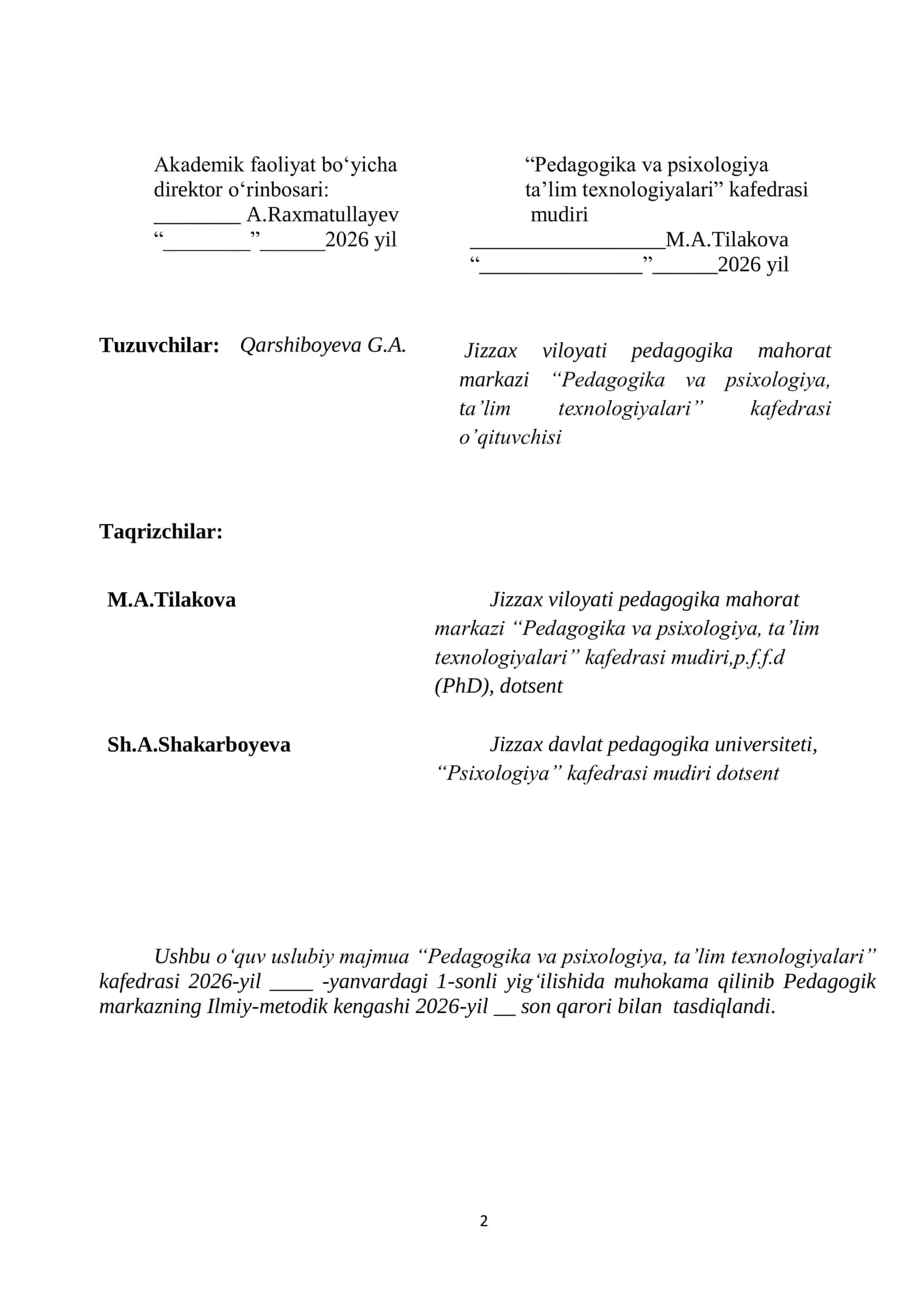 Amaliyotchi psixologlar uchun qayta tayyorlov kurslari 2