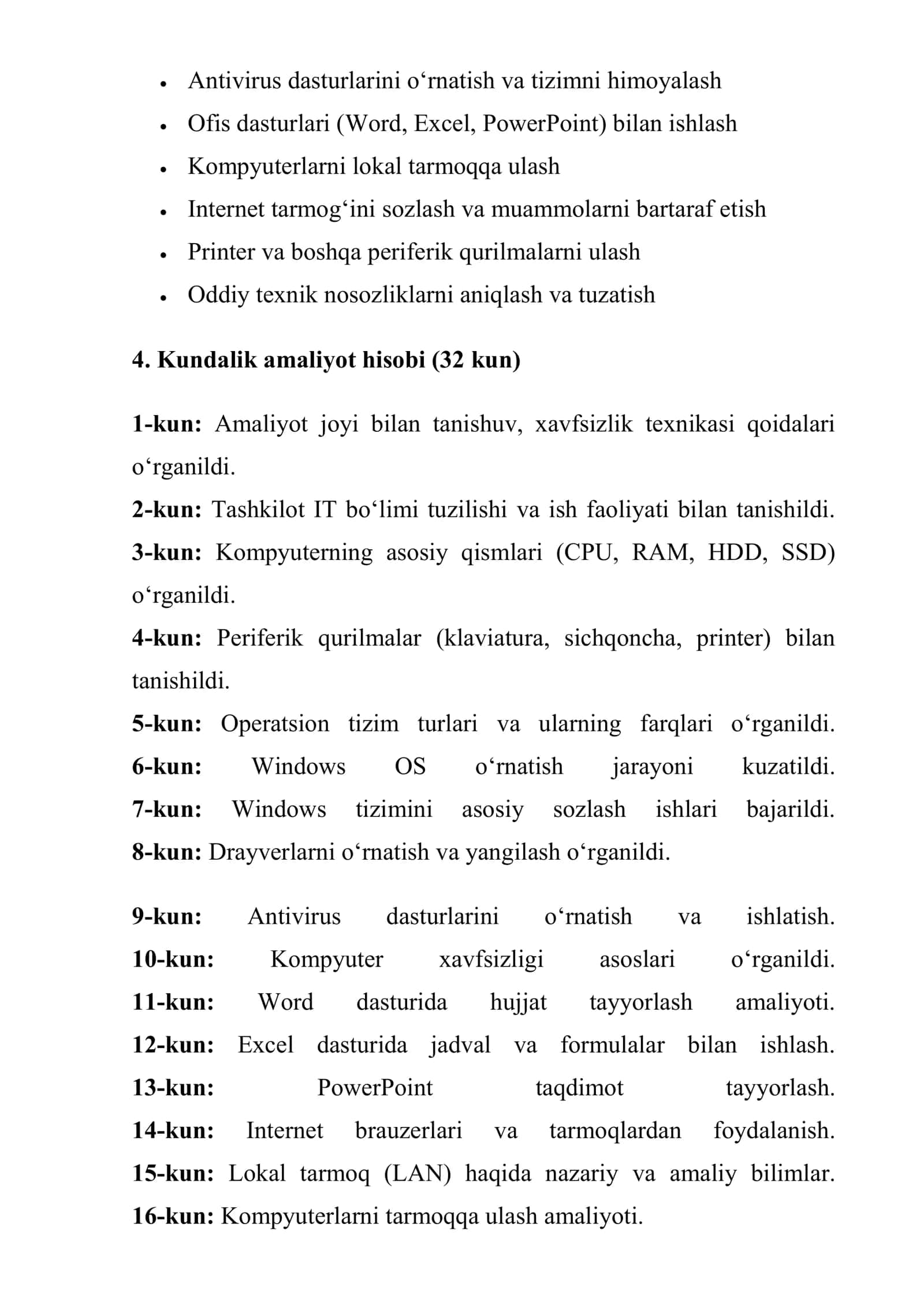 KOMPYUTER INJENERLIGI BO‘YICHA AMALIYOT HISOBI 2