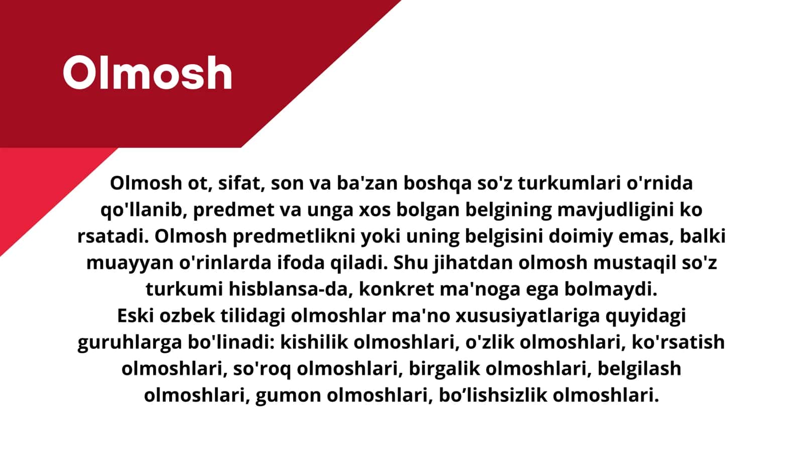 Olmoshning ma'no turlari, sintaktik vazifasi 2