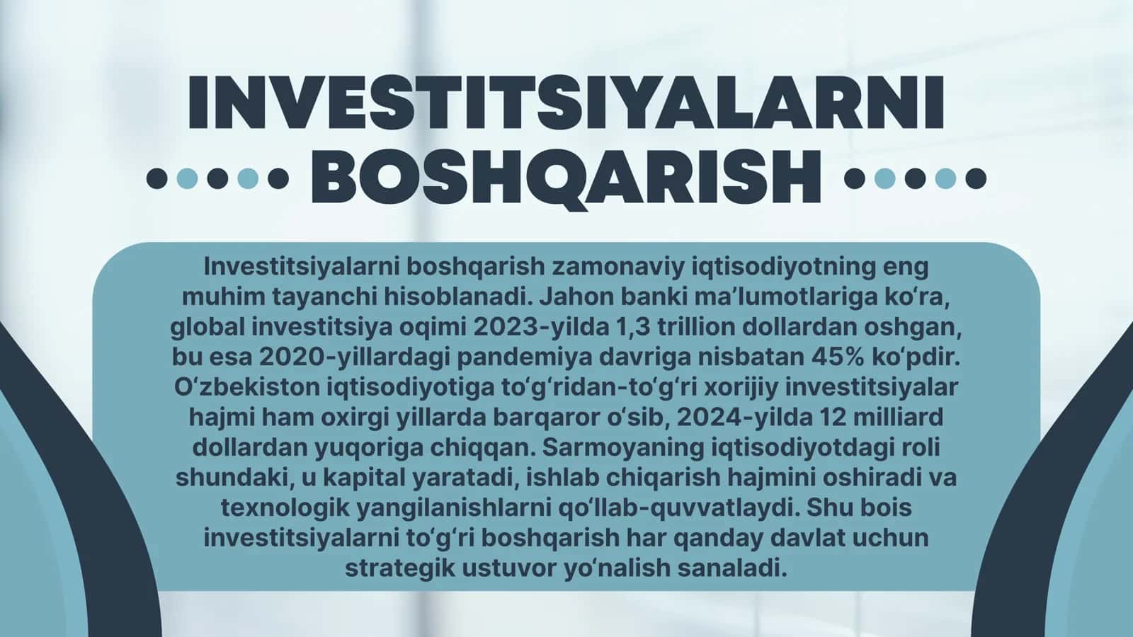 Investitsiyalarni boshqarish 2