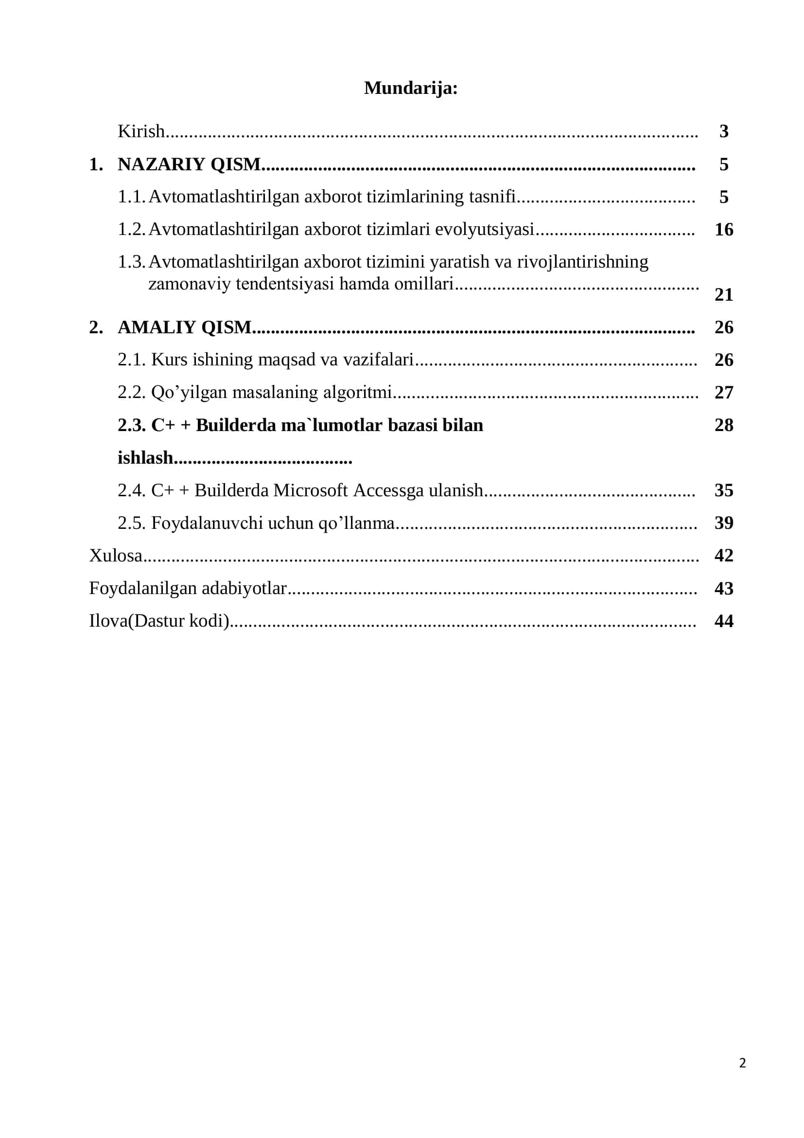 Avtomatlashtirilgan ahborot tizimlari 2