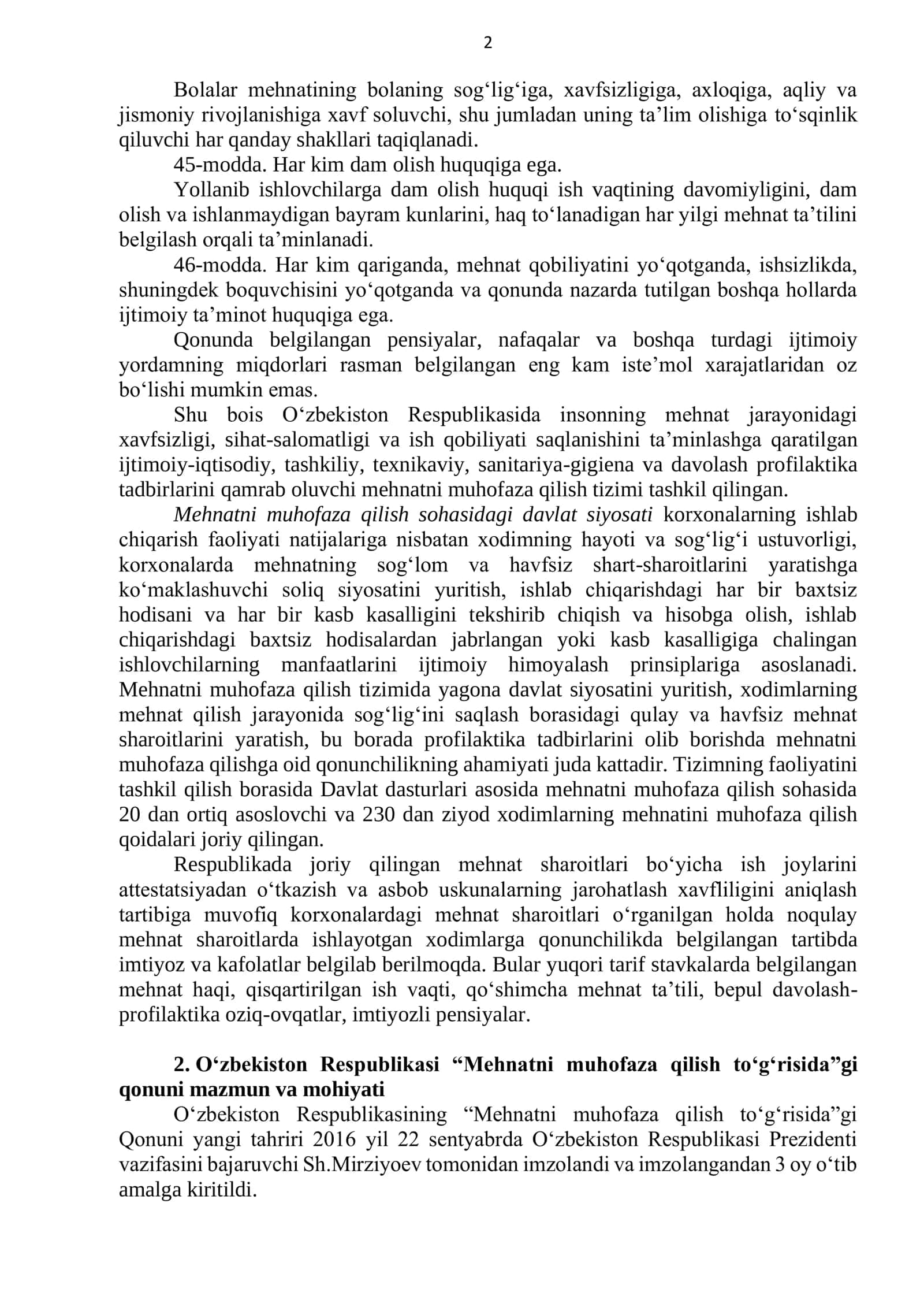 Hayot faoliyati xavfsizligining huquqiy asoslari 2