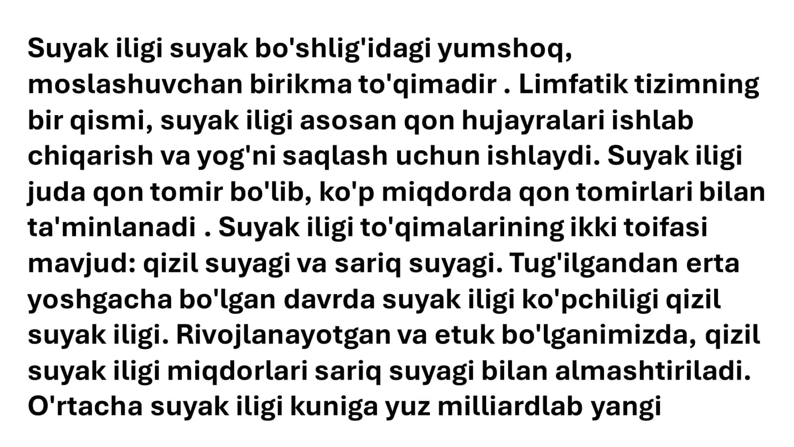 Suyak iligi taraqqiyoti, tuzilishi, vazifasi 2