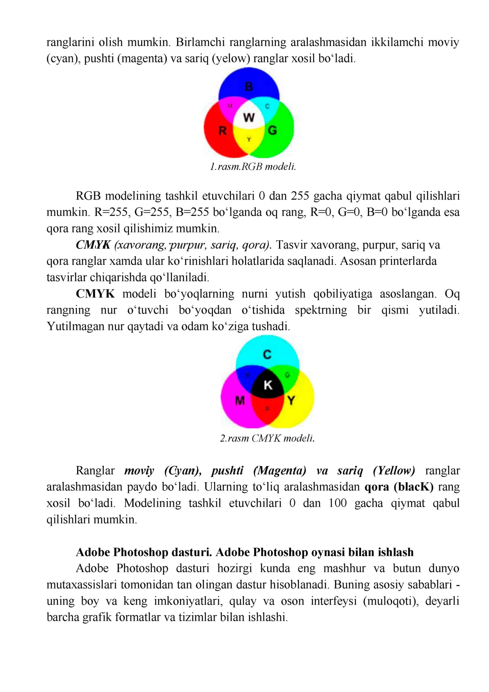 Tasvirlarga ishlov berish. Adobe Potoshopda tasvirni qayta ishlash 2