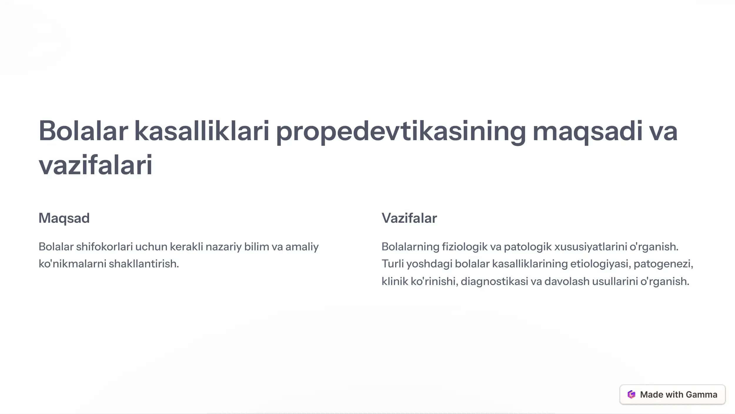 Bolalar kasalliklari propedevtikasi va pediatriyada etika 2