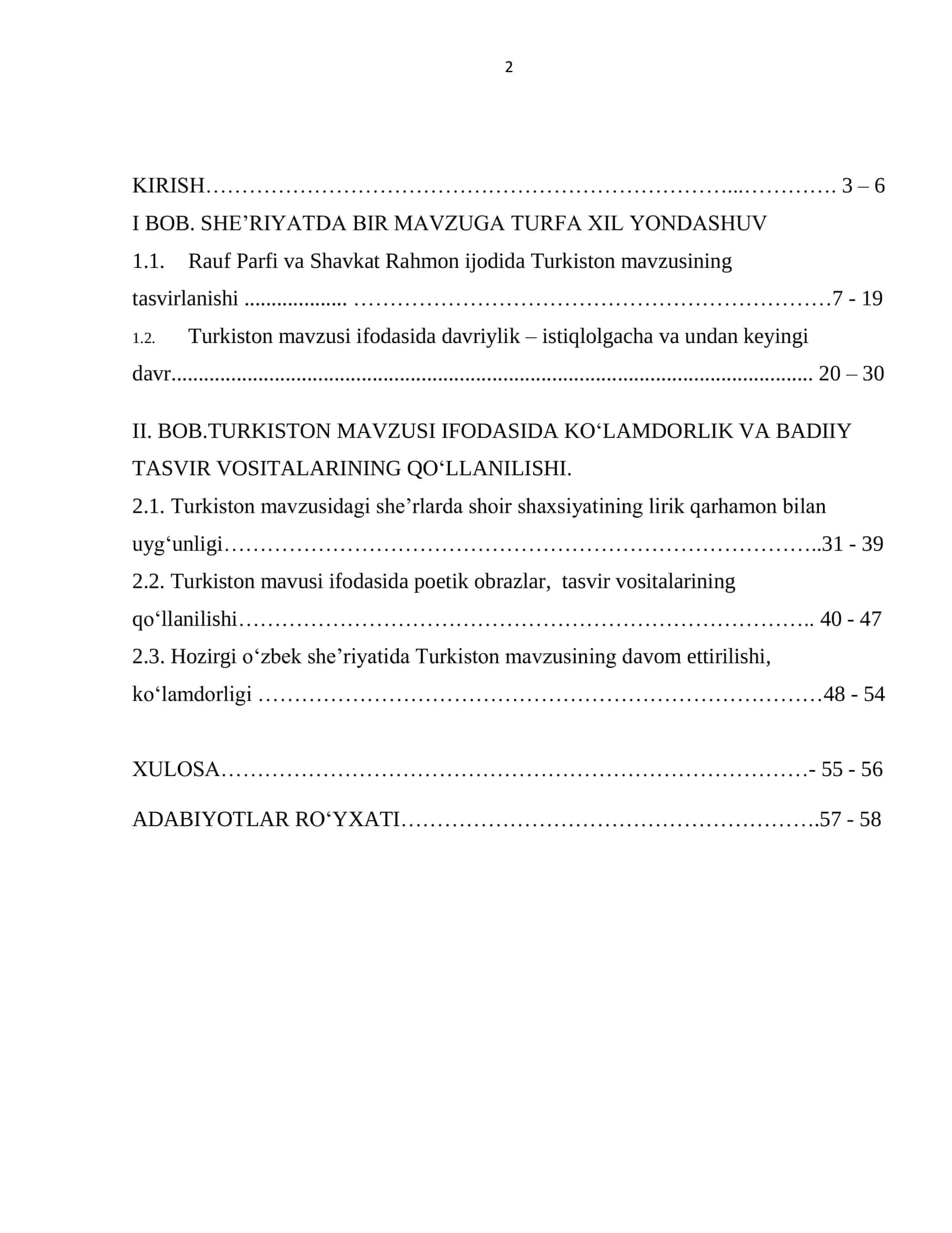RAUF PARFI VA SHAVKAT RAHMON IJODIDA TURKISTON MAVZUSI 2