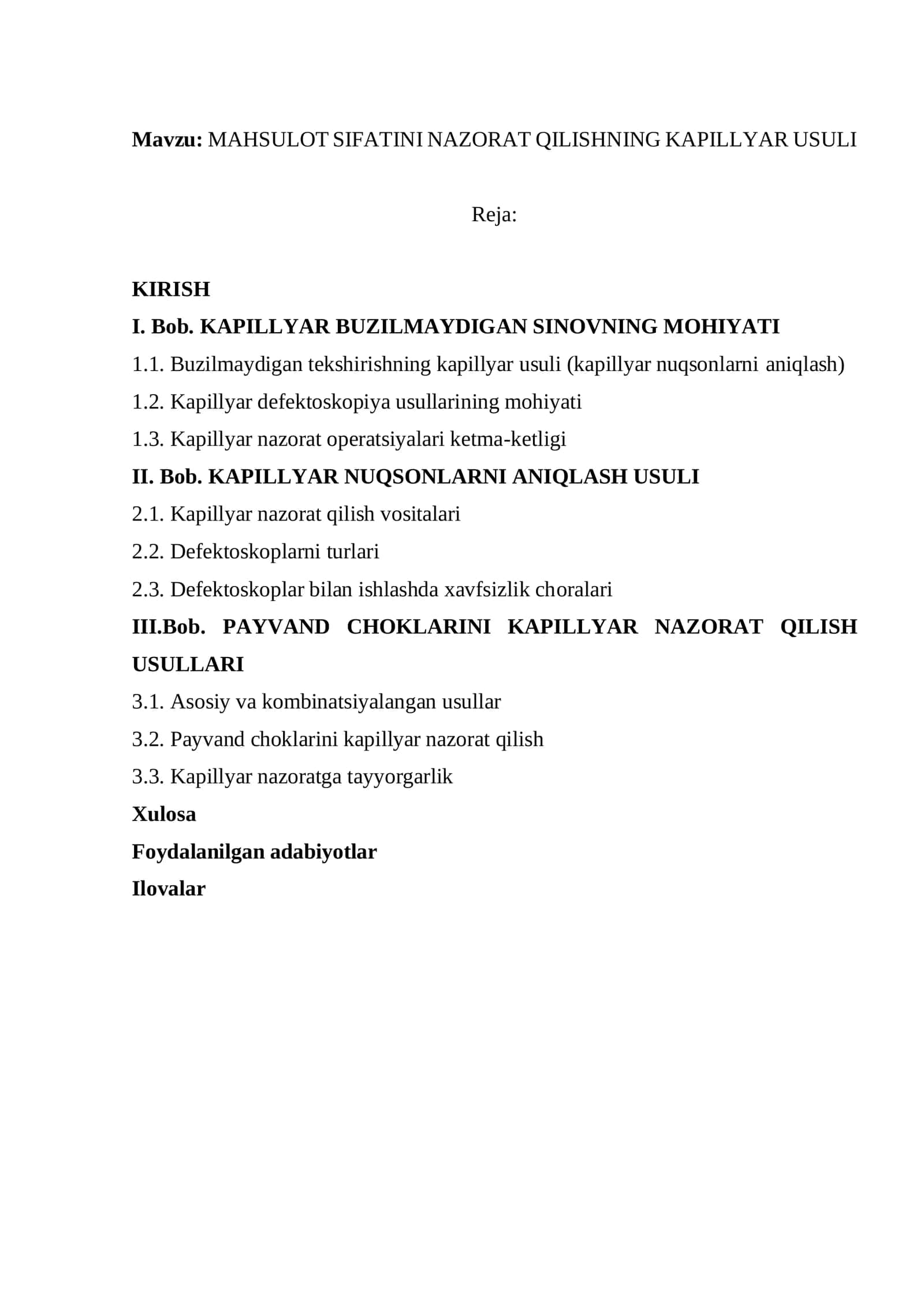MAHSULOT SIFATINI NAZORAT QILISHNING KAPILLYAR USULI 2