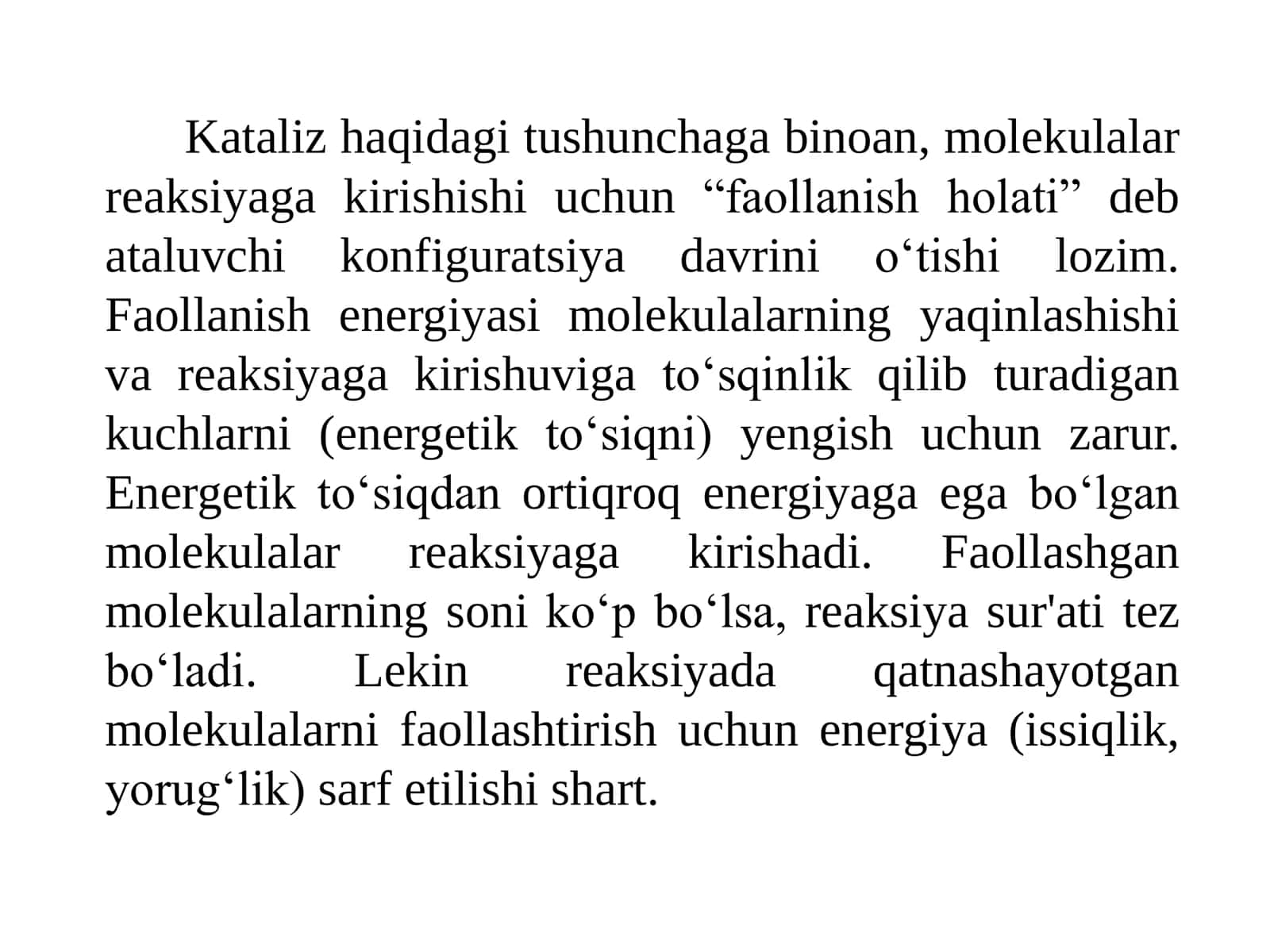 Fermetativ kataliz kenetikasi asoslari 2