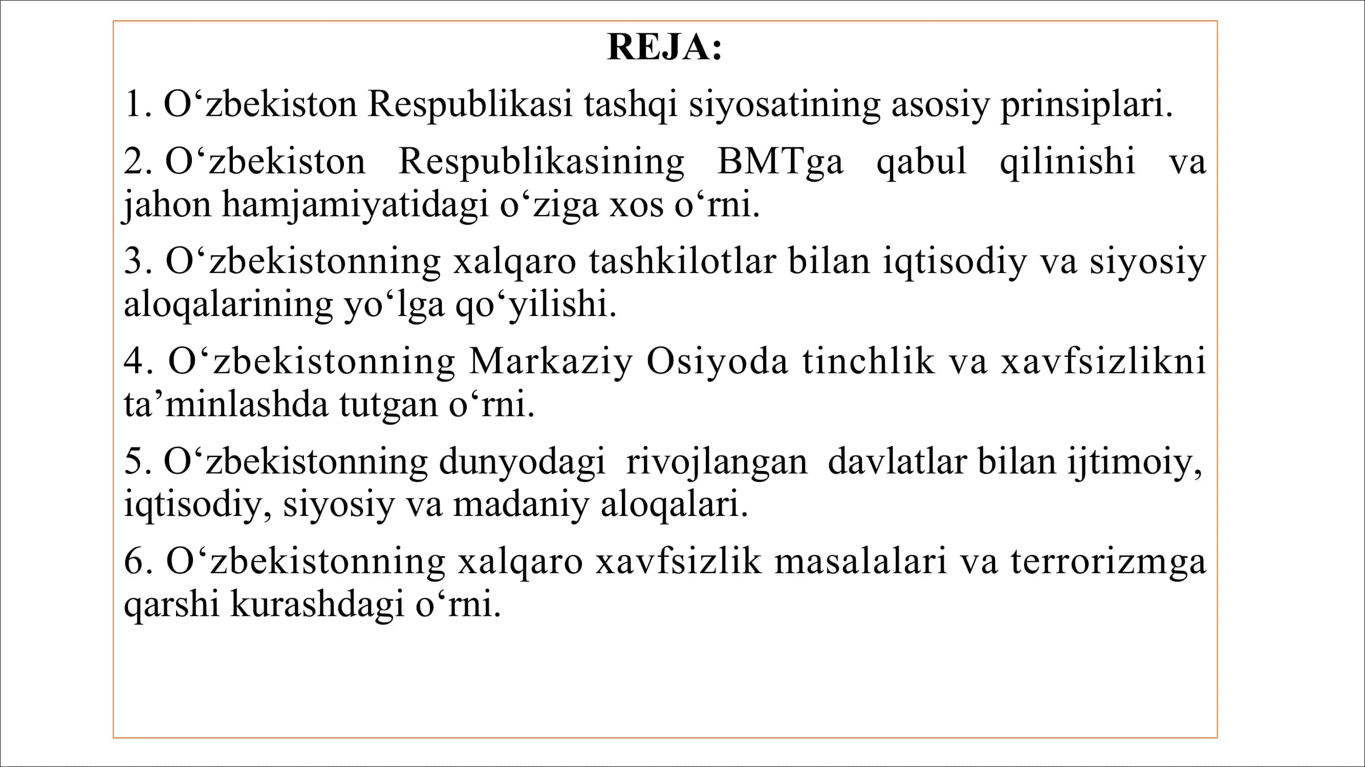 O`ZBEKISTONNING JAHON HAMJAMIYATIGA QO’SHILISHI 2