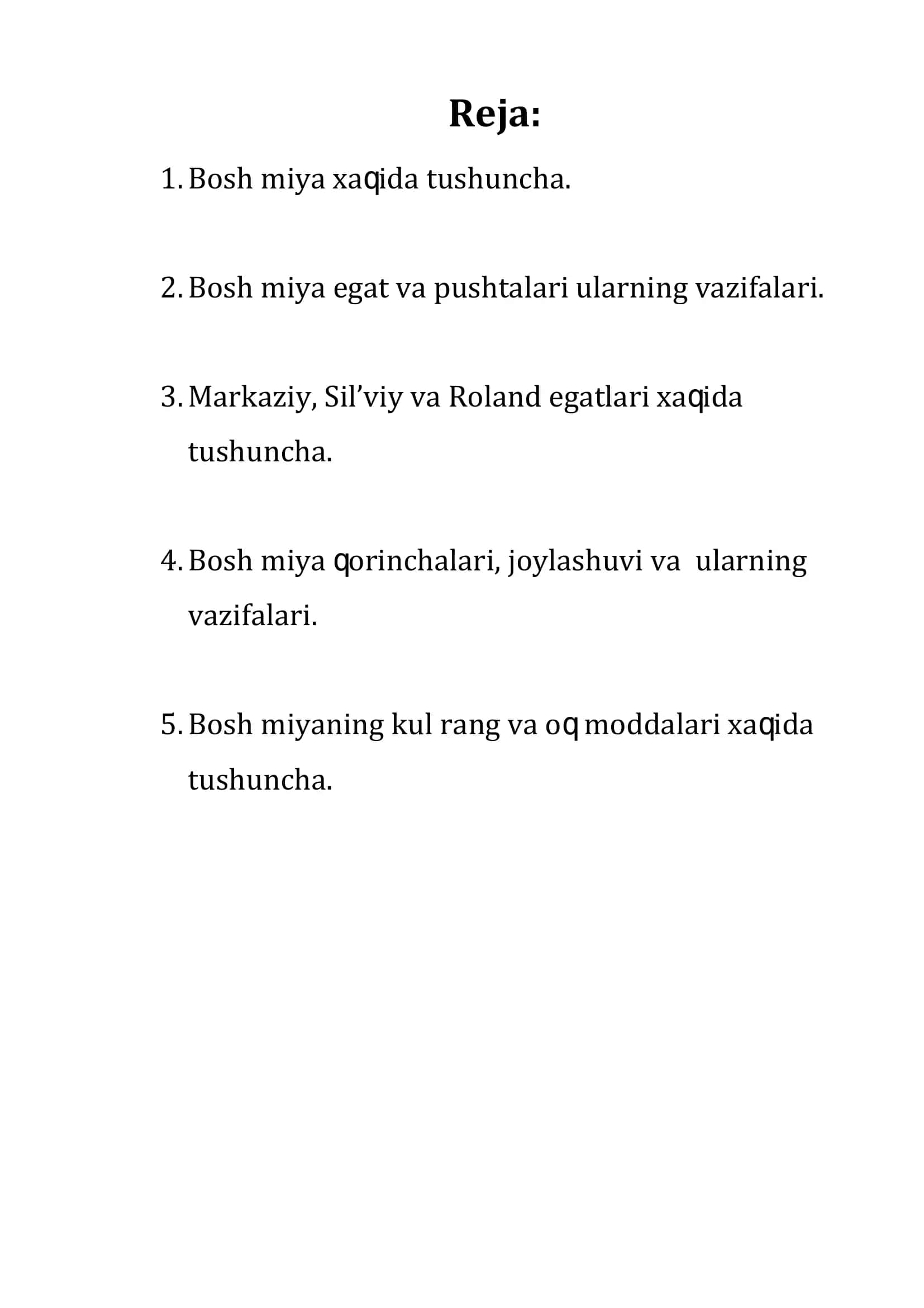 "Bosh miyaning anatomik tuzilishi" 2