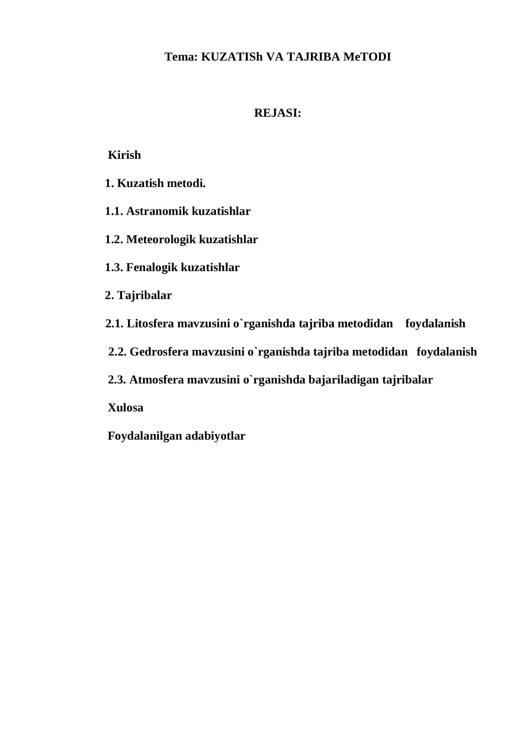 Kuzatish va Tajriba Metodi 2