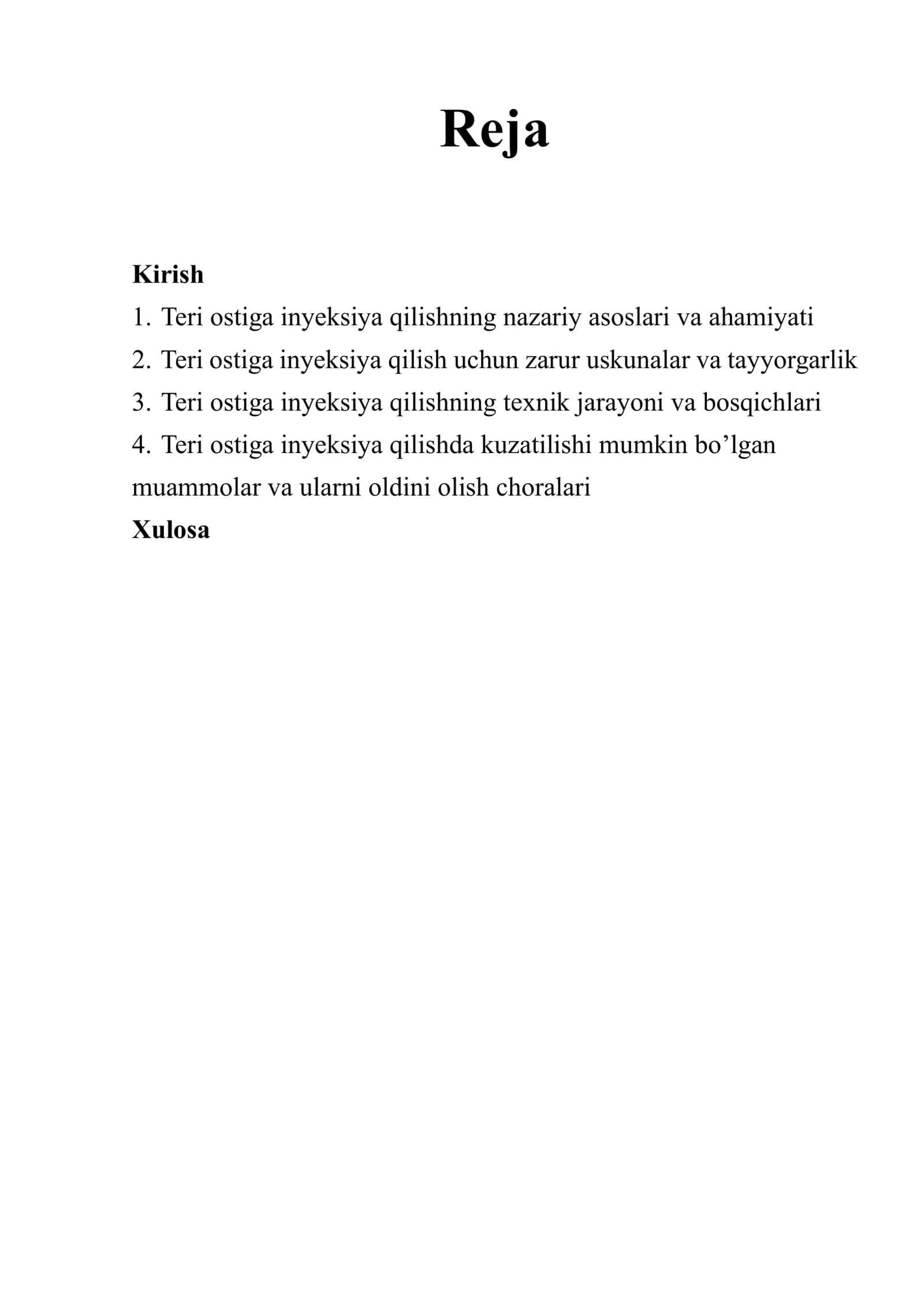 ”Teri ostiga inyeksiya qilish texnikasi” 2