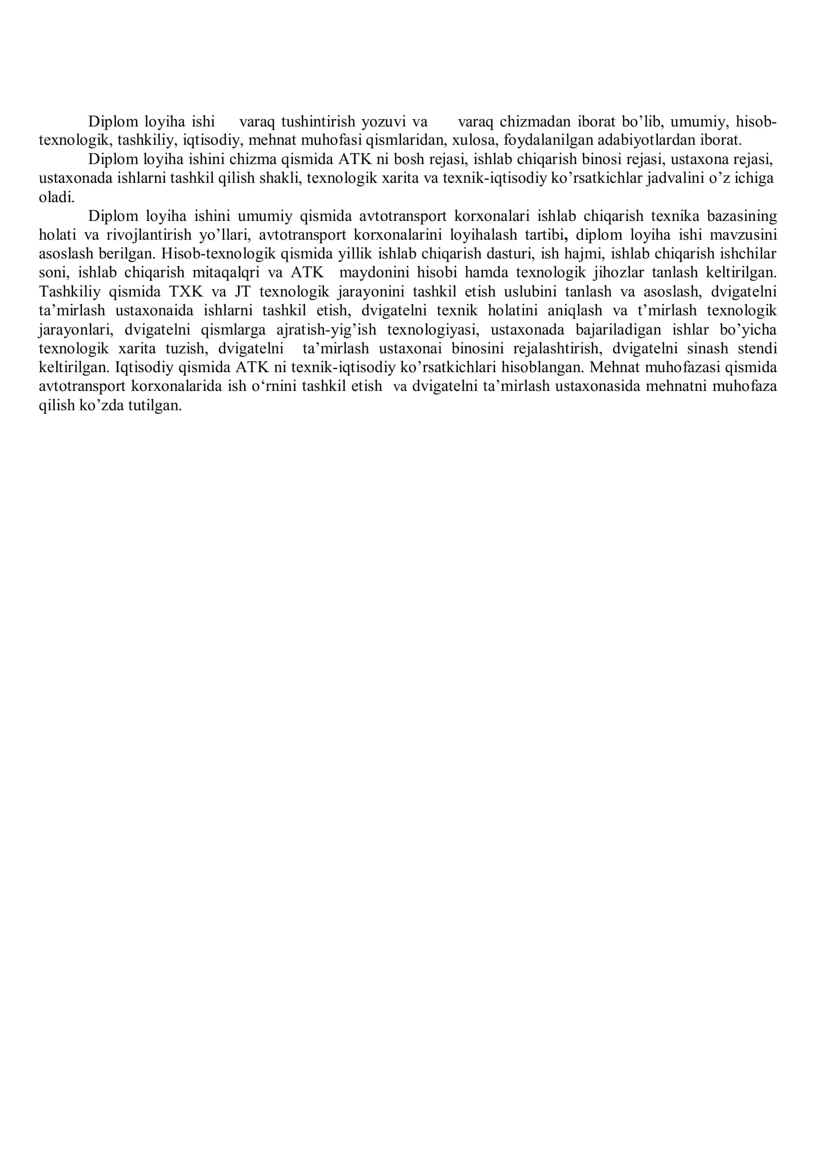Diplom loyiha ishi TUSHUNTIRUV YoZUVI 2
