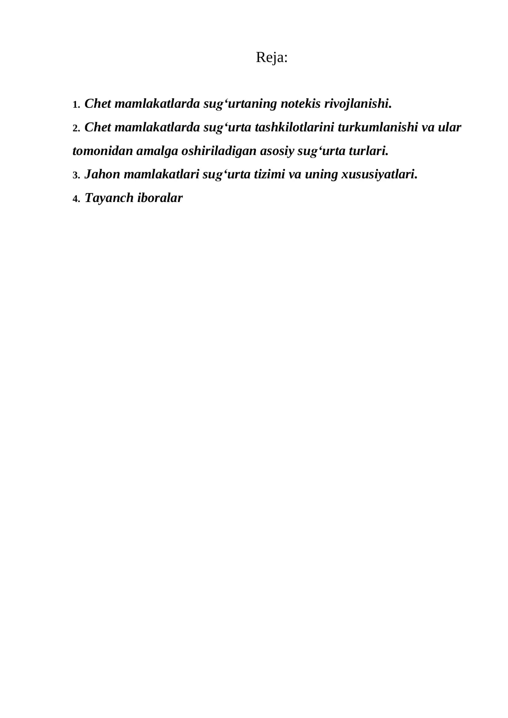 Chet mamlakatlar sug‗urta bozoriga umumiy tavsif 2
