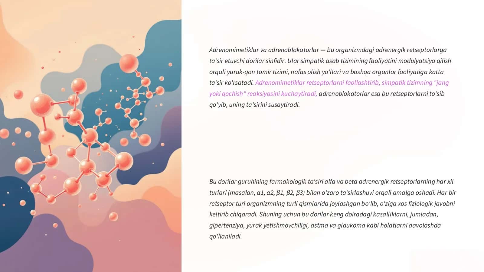 Adrenomimetiklar va adrenoblokatorlar: Umumiy tushunchalar 2