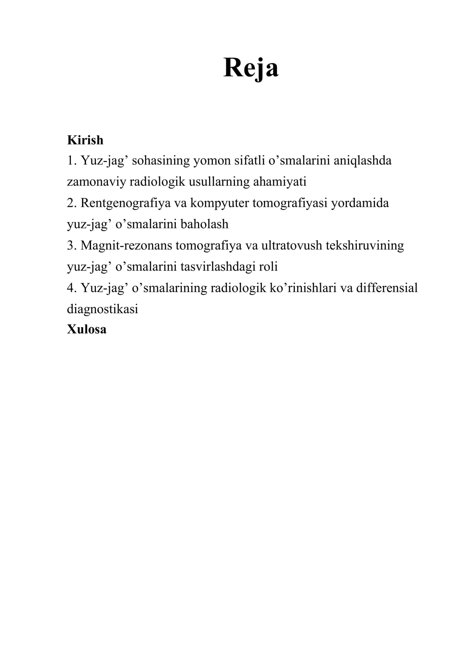 Yuz-jag’ sohasining yomon sifatli o’smalari radiologik tekshirish usullari 2
