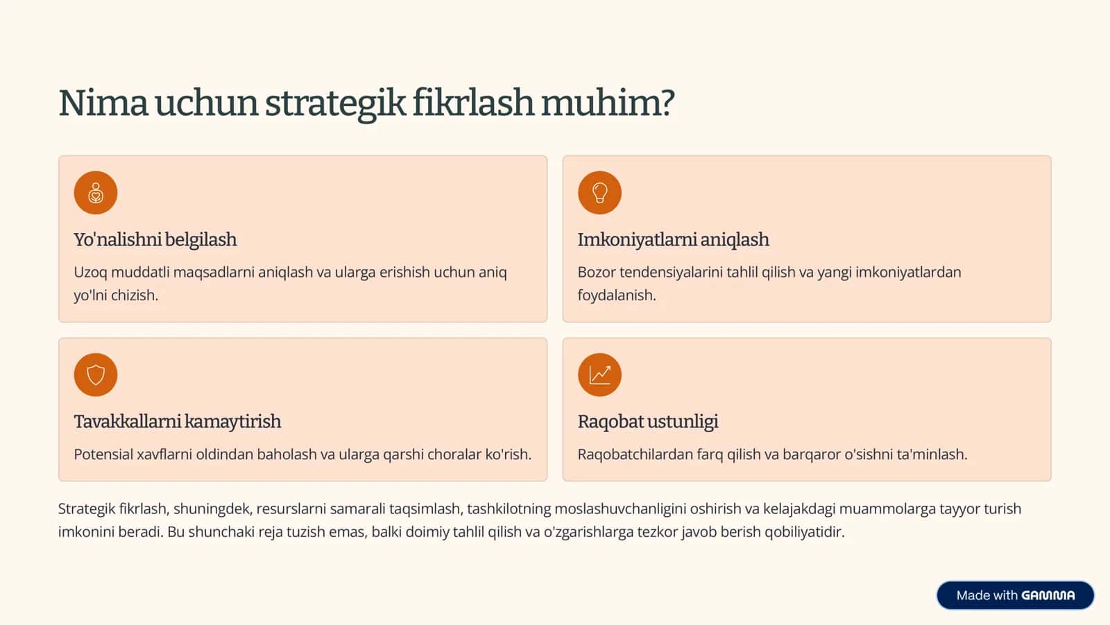 Strategik fikrlash va qaror qabul qilish: Kelajakni yaratish 2