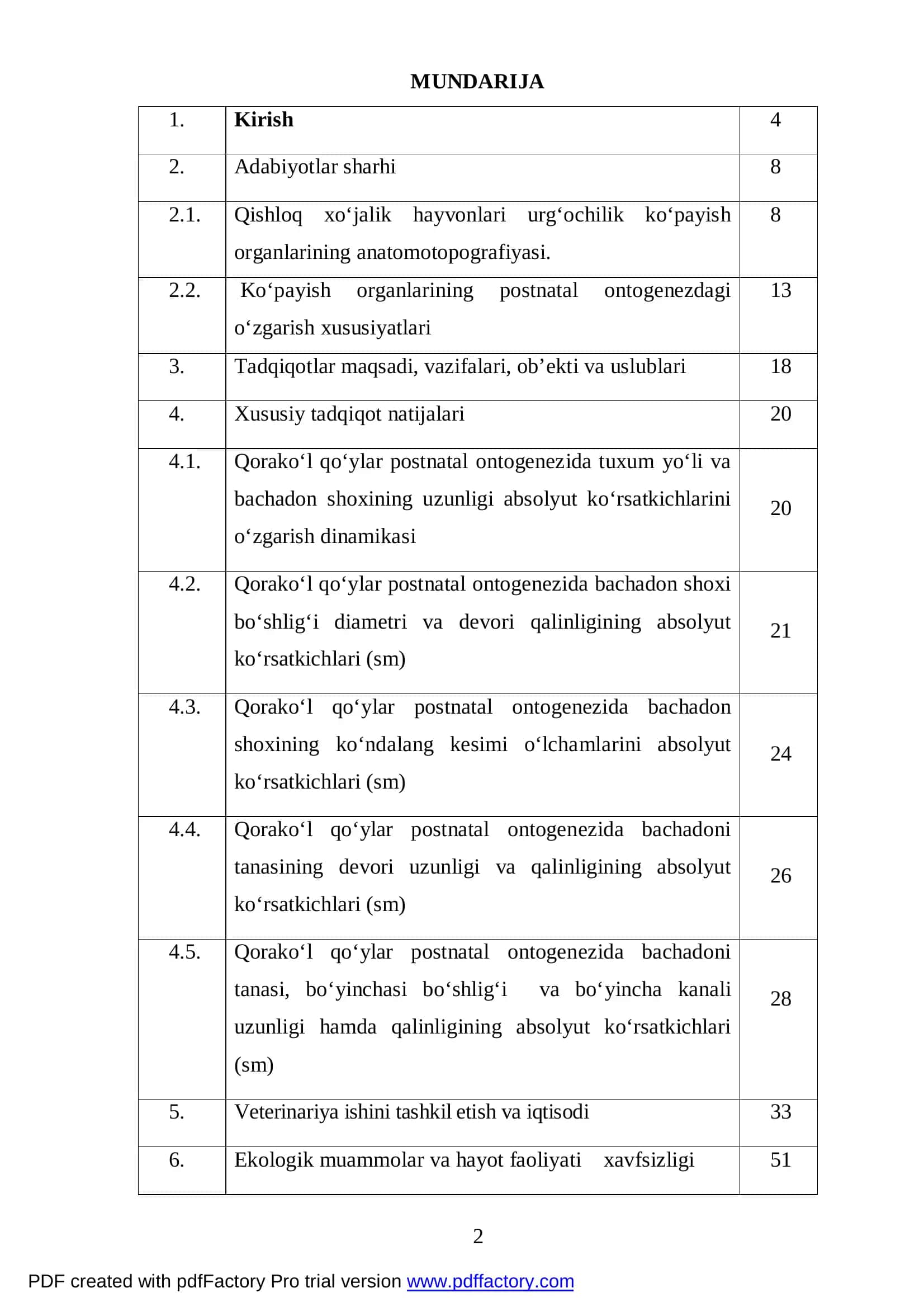 “Turli yoshdagi qo‘ylar bachadoni va tuxum yo‘lining anatomik tuzilishi va o‘lchamlari” 2