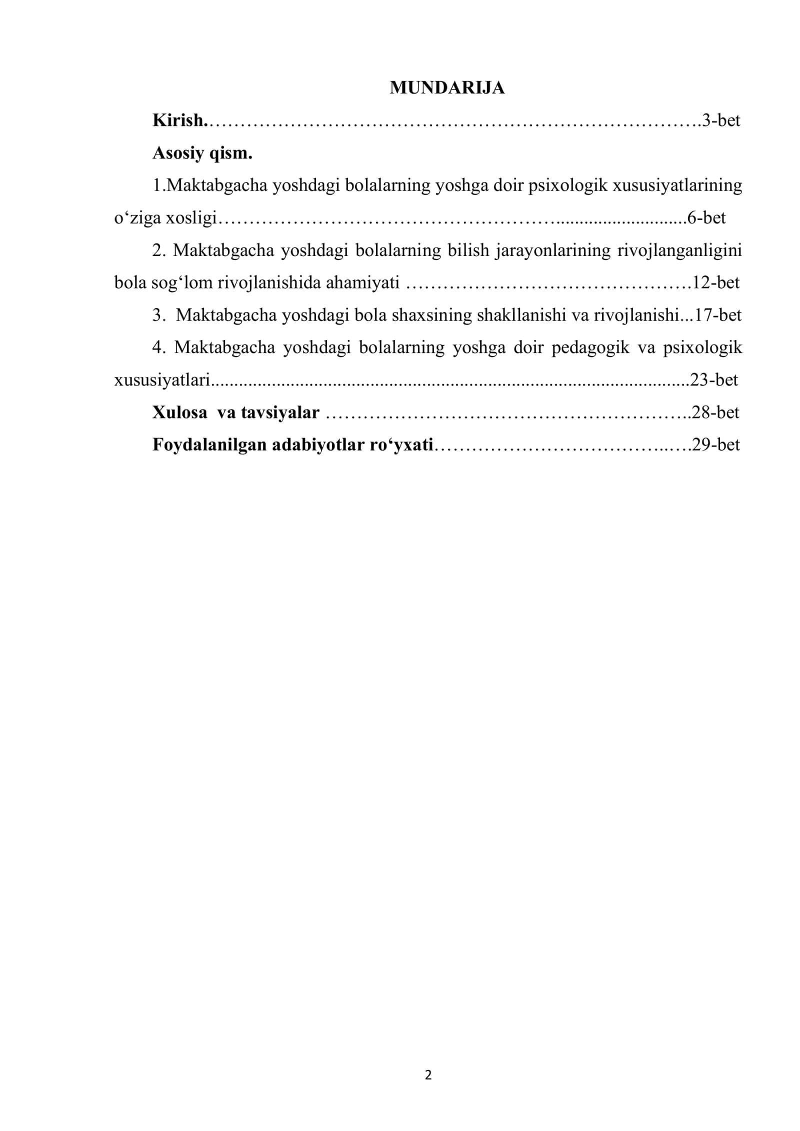 Maktabgacha yoshdagi bolalarning yoshga doir pedagogik va psixologik xususiyatlari va ularning bola sog‘lom rivojlanishidagi ahamiyati 2