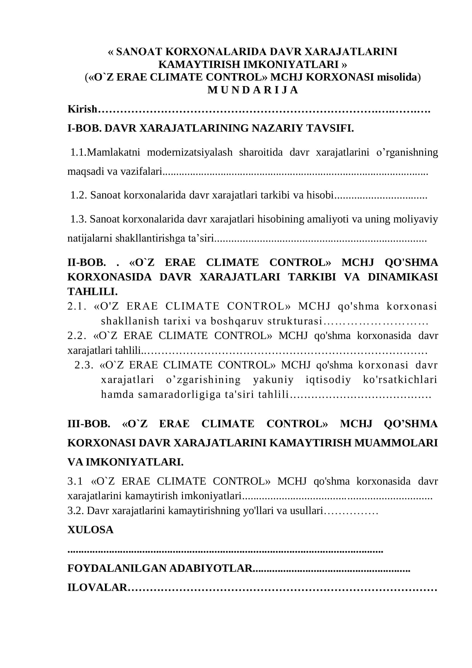 SANOAT KORXONALARIDA DAVR XARAJATLARINI KAMAYTIRISH IMKONIYATLARI 2
