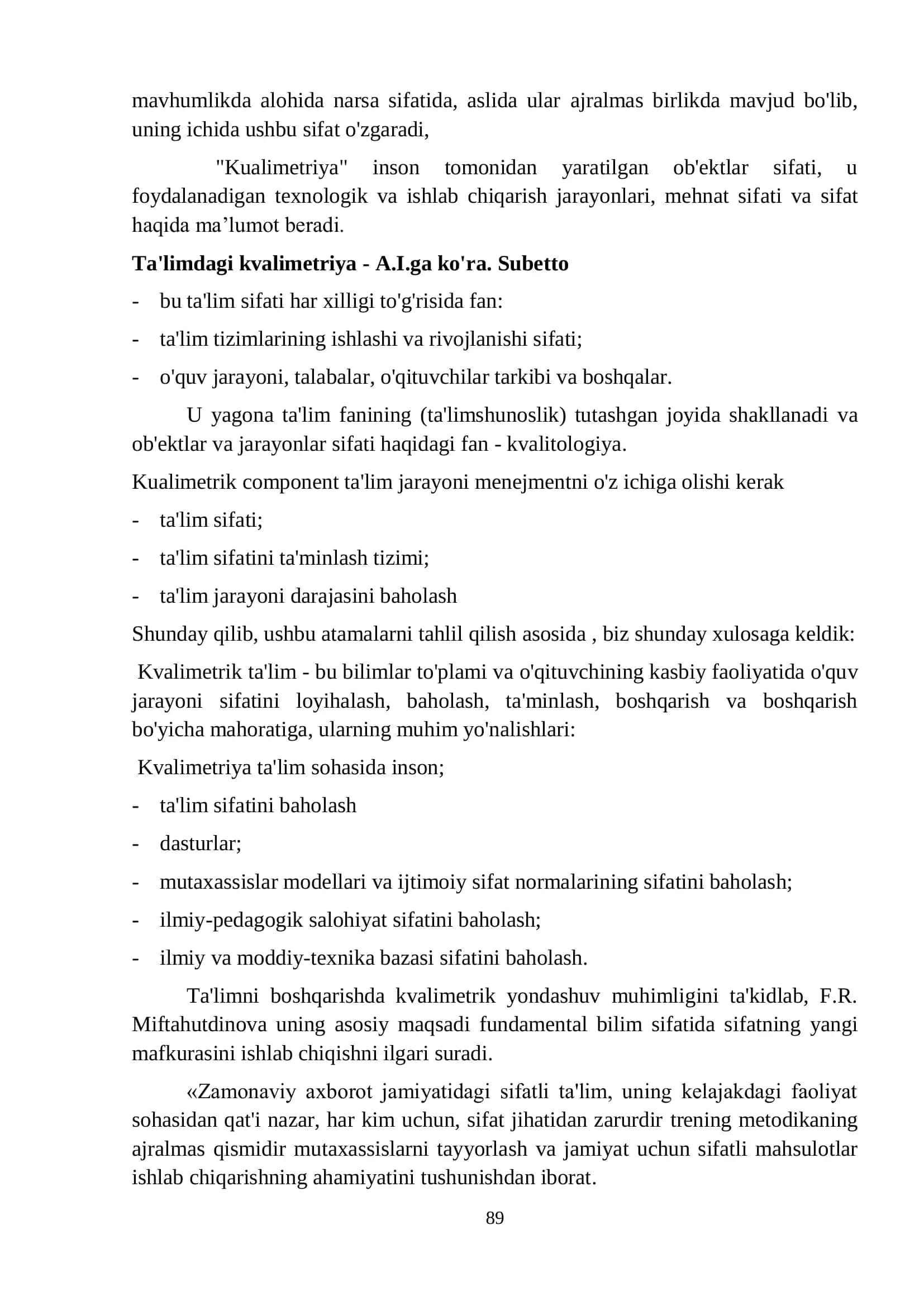 Kvalimetriya metodi asosida ta‟lim-tarbiya sifatini boshqarish 2