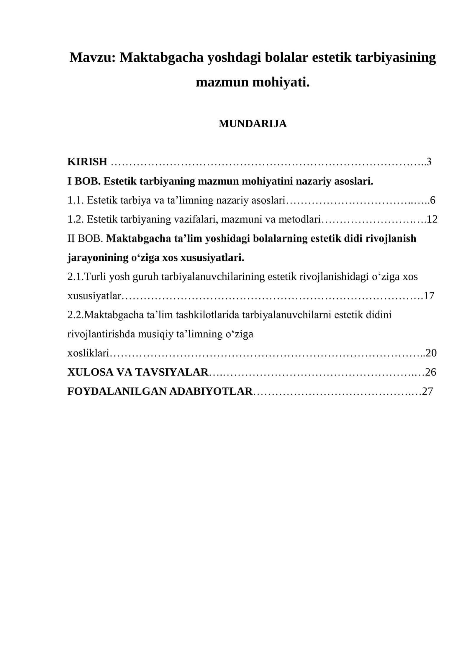 Maktabgacha yoshdagi bolalar estetik tarbiyasining mazmun mohiyati 2