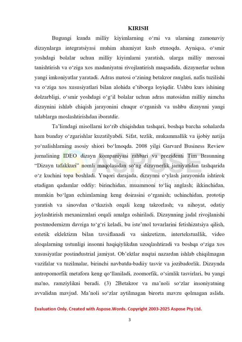 Adras matosidan o’smir yoshli o’g’il bolalar uchun milliy nimchasini tikish texnalogiyasini ishlab chiqish 2