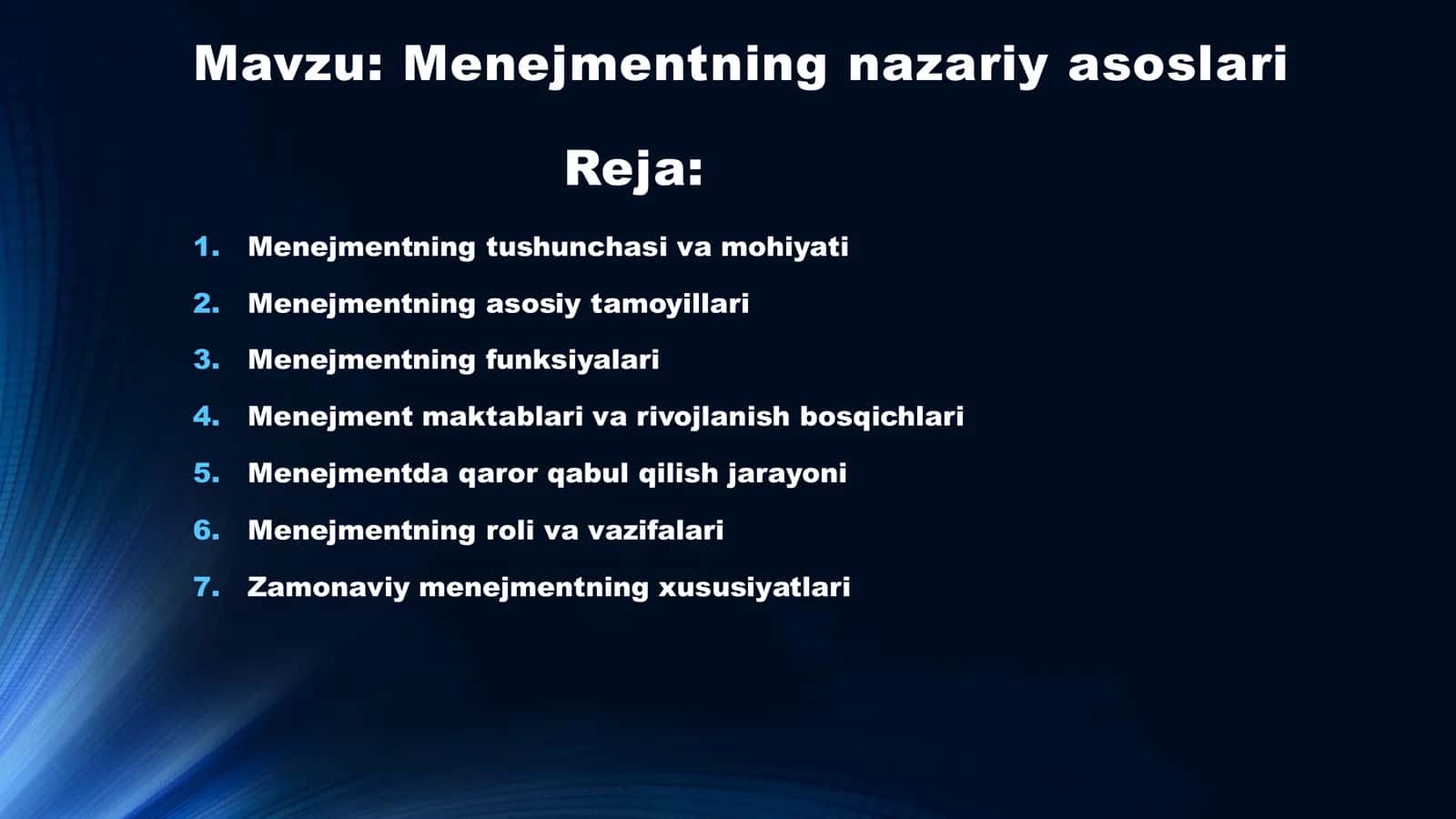 Menejmentning nazariy asoslari 2