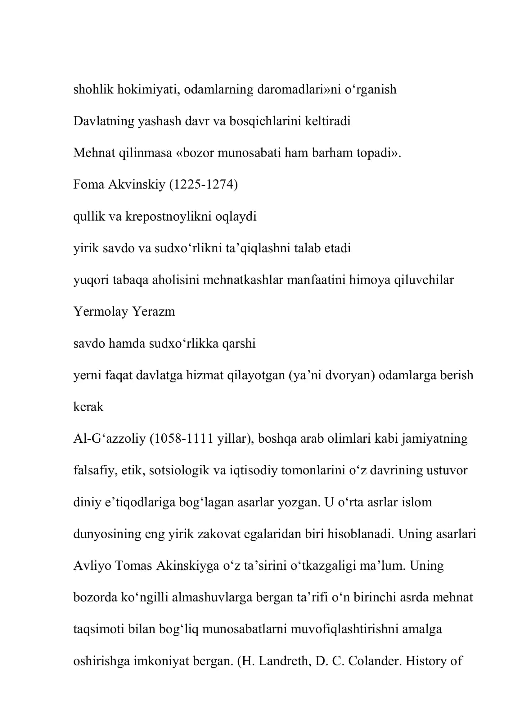 Feodal jamiyati va uning yemirilishi davridagi iqtisodiy qarashlar 2