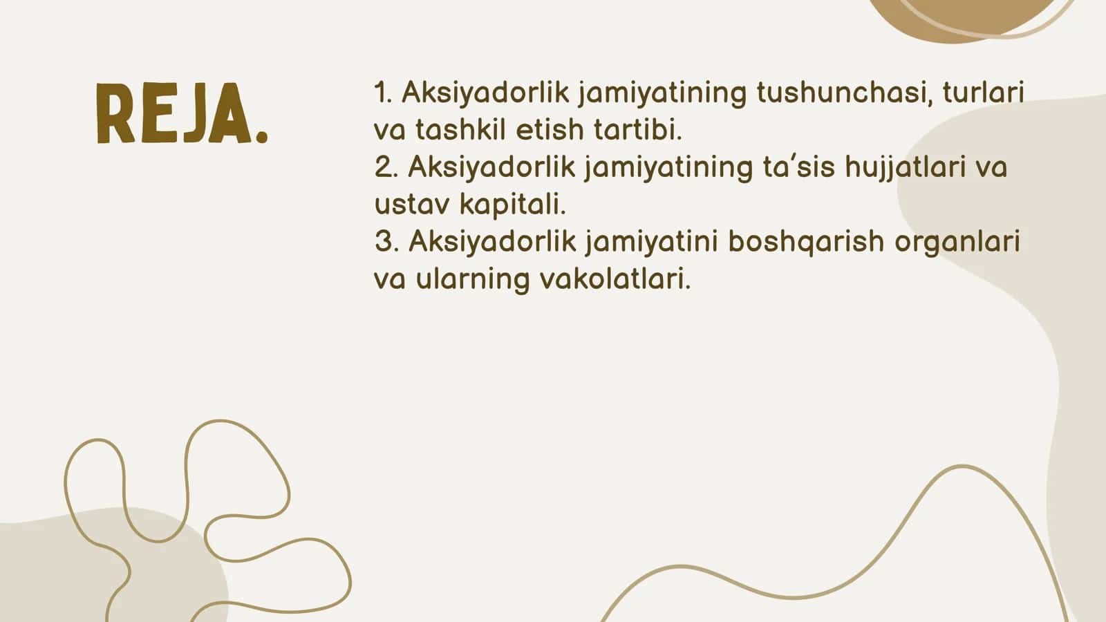 Aksiyadorlik jamiyatlarining tashkiliy xuquqiy asoslari 2