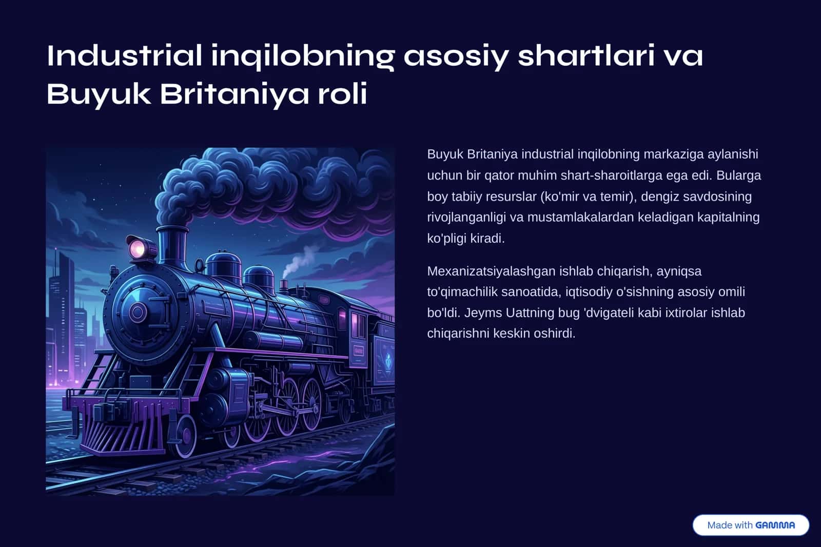Buyuk Britaniyada yangi iqtisodiy va mafkuraviy tizimning paydo boʻlishi. 2