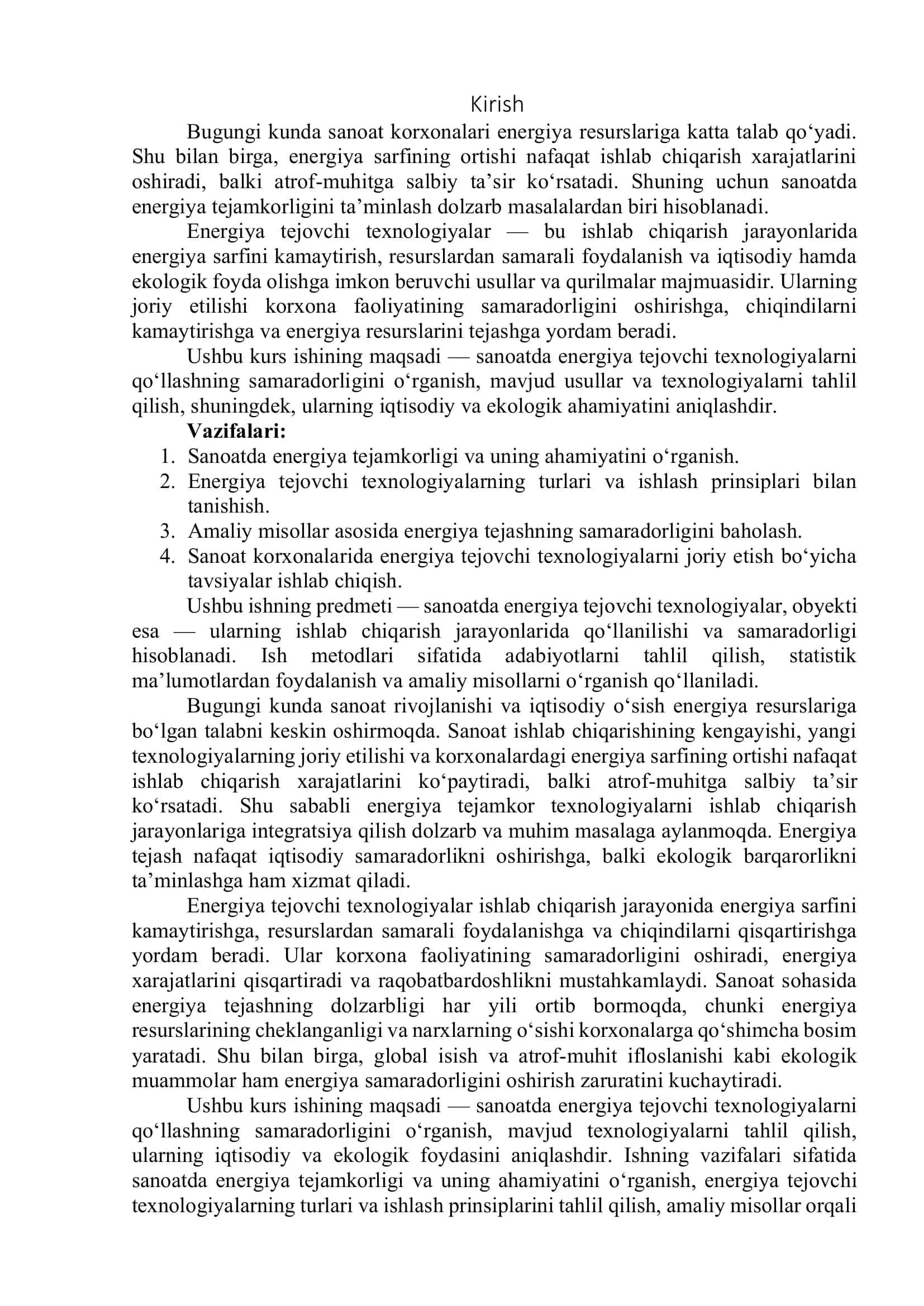 SANOATDA ENERGIYA TEJOVCHI TEXNOLOGIYALARNI QO‘LLASH 2