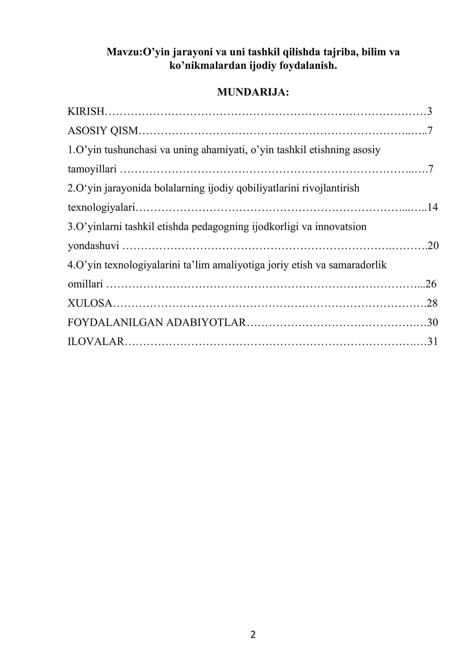 Maktabgacha va boshlang’ich talim kurs ishi 2