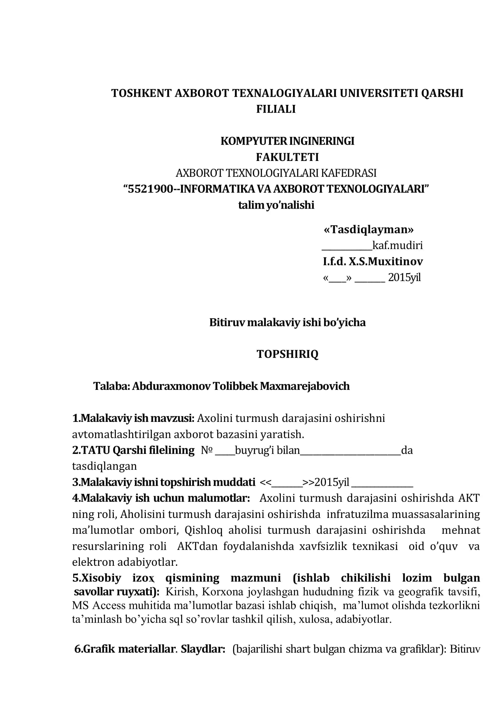 Axolini turmush darajasini oshirishni avtomatlashtirilgan axborot bazasini yaratish 2