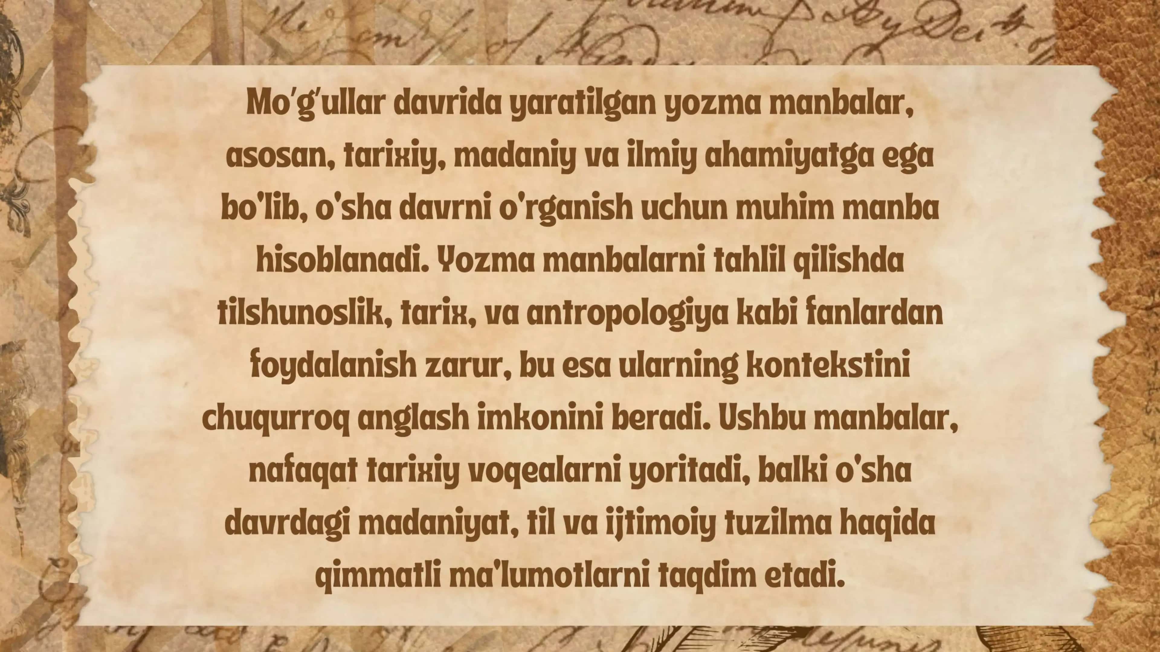 Mo'g'ullar davrida yaralilgan yozma manbalarda lilshunoslik masalalari 2