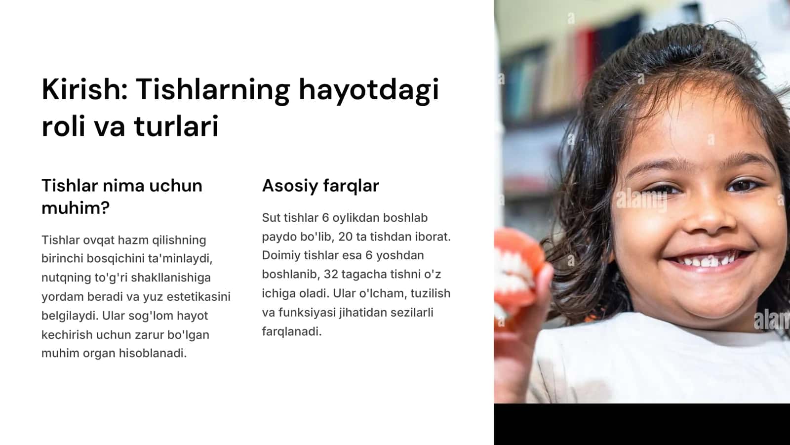 Doimiy va sut tishlarning anatomik va klinik formulalari. 2