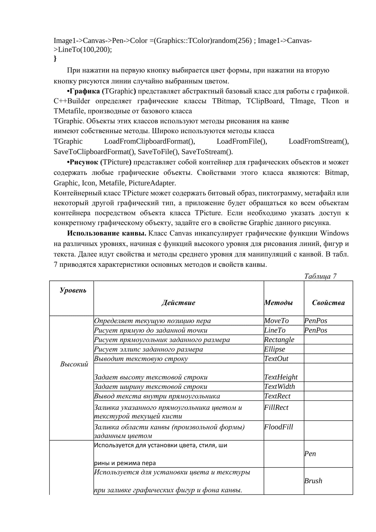 Работа с графическими объектами в среде Borland C++ Builder 2