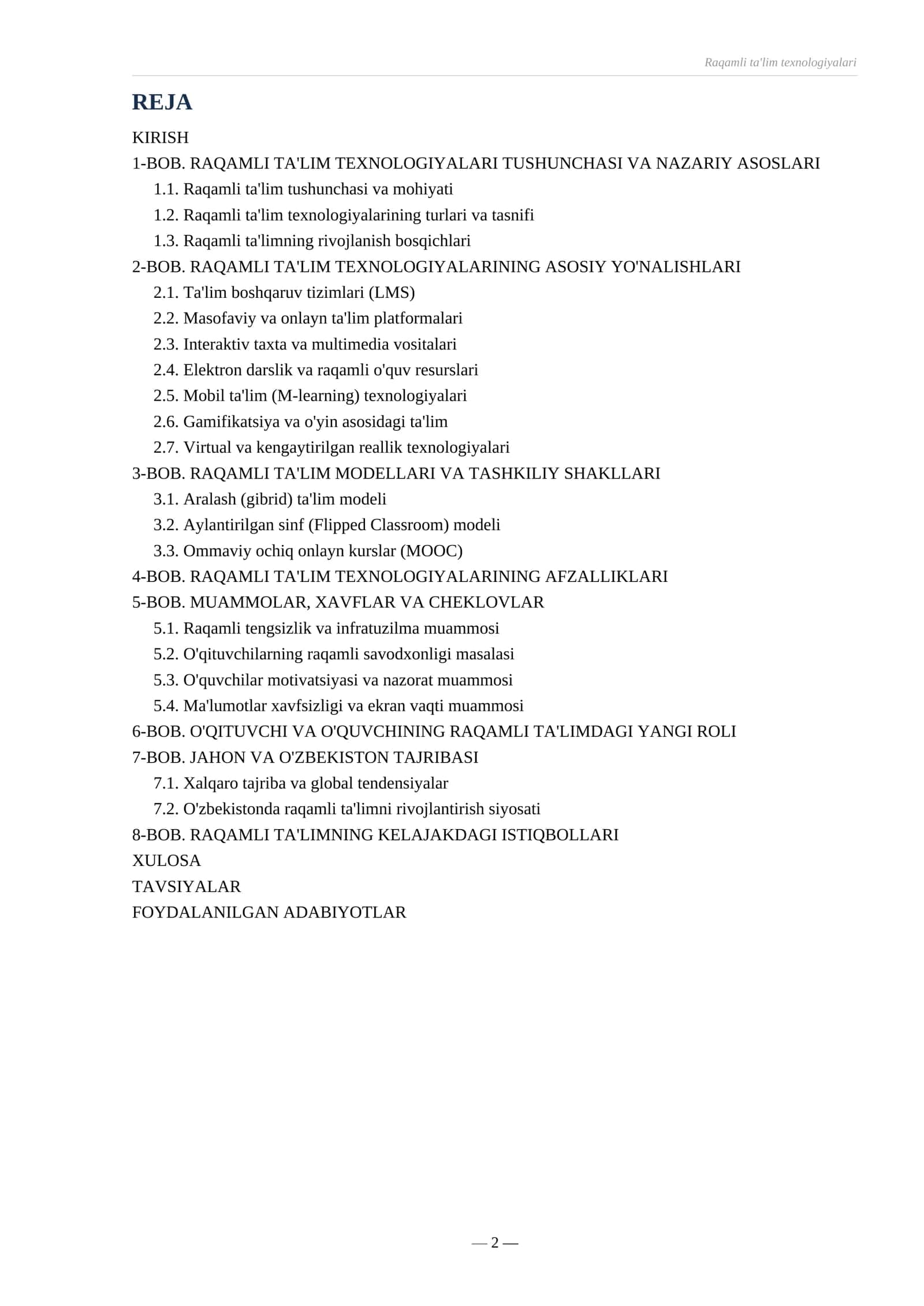 Referat Raqamli ta’lim texnologiyalari 2