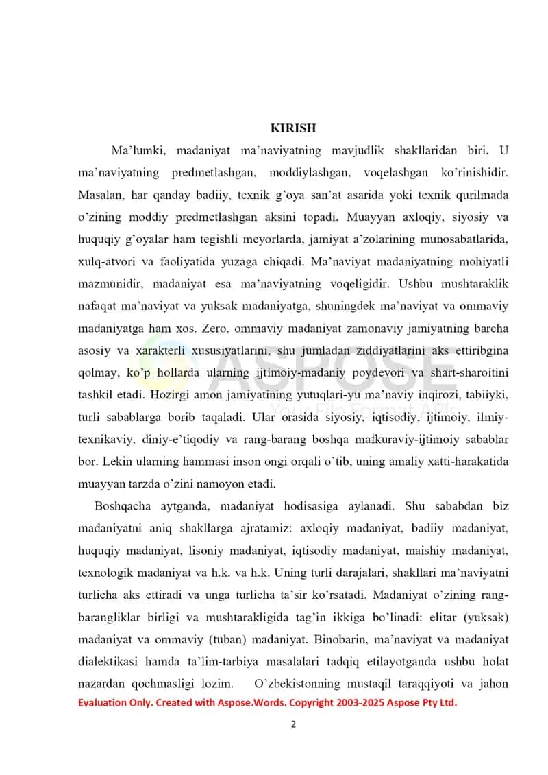 Ommaviy madaniyatning shakllanish tarixi va uning turlari 2
